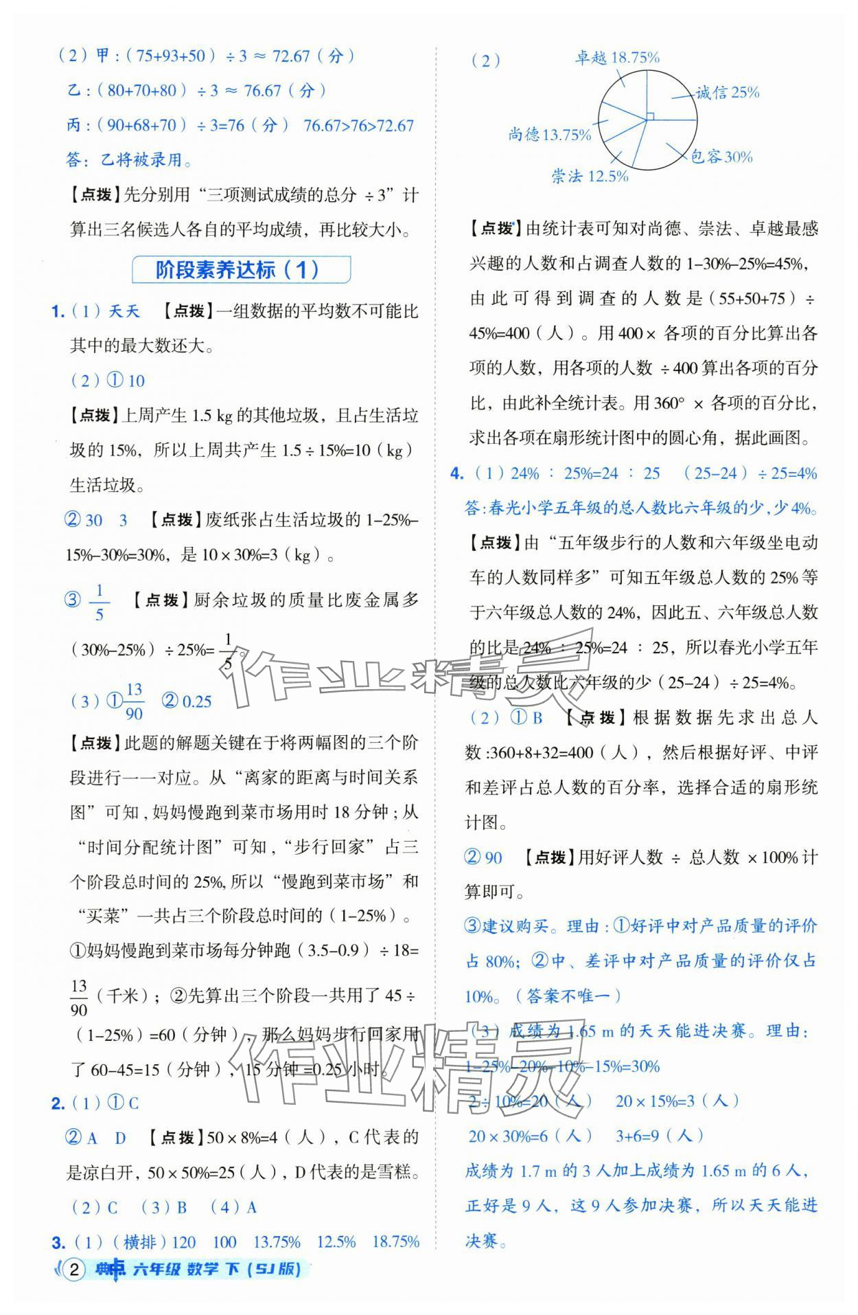 2025年綜合應用創(chuàng)新題典中點六年級數(shù)學下冊蘇教版山西專版 參考答案第2頁