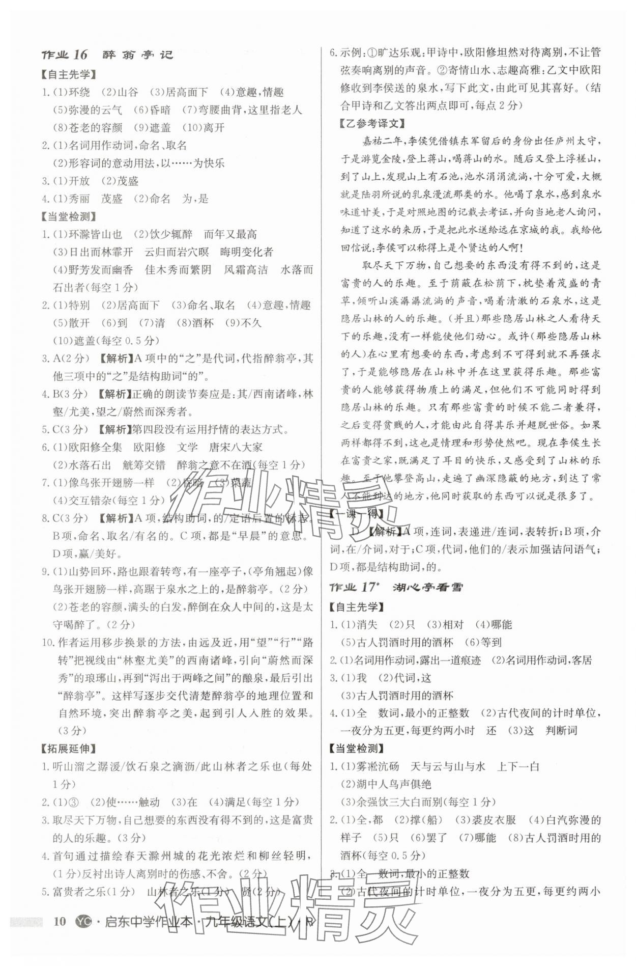 2025年啟東中學(xué)作業(yè)本九年級語文上冊人教版鹽城專版 第10頁