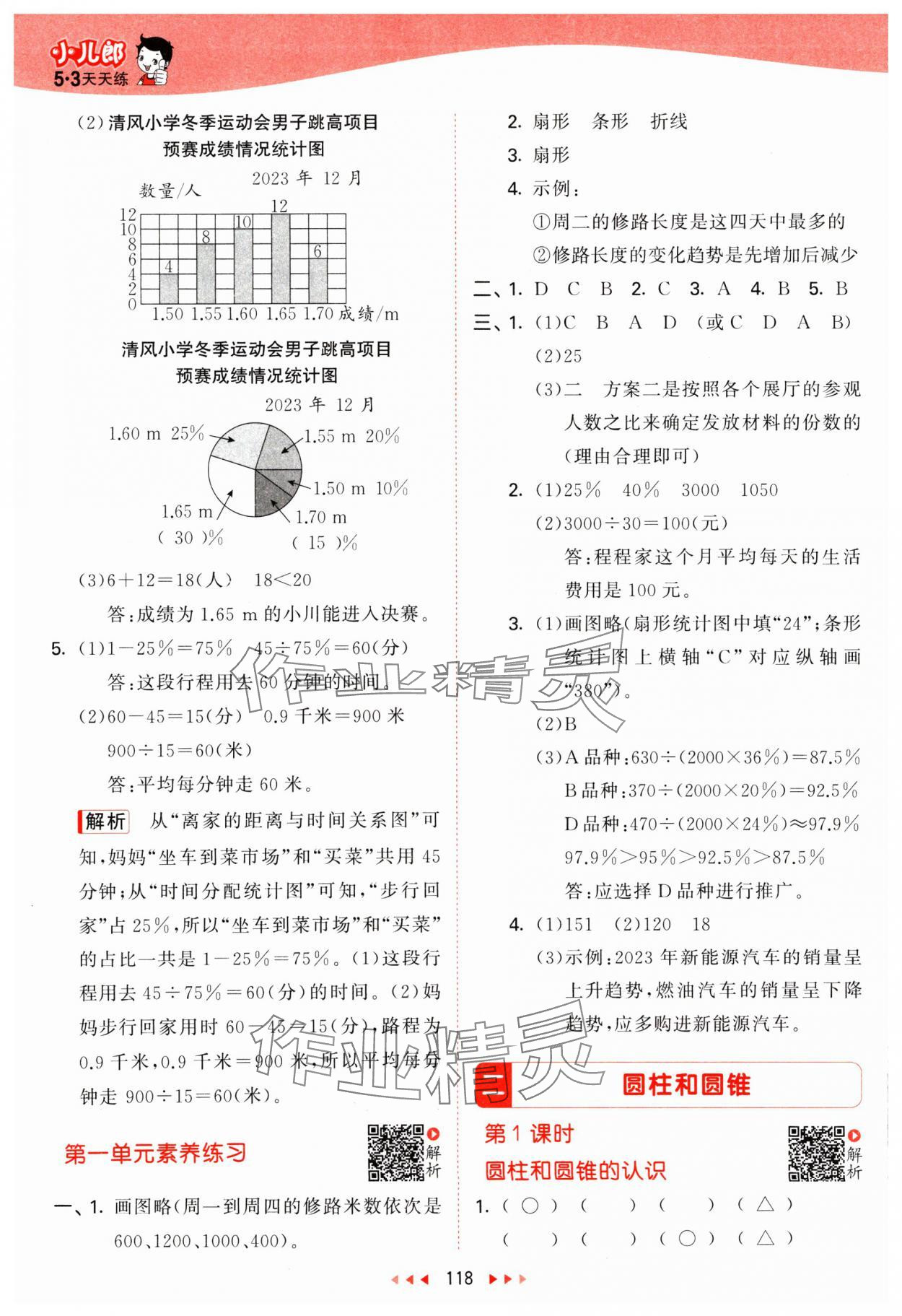 2024年53天天練六年級數學下冊蘇教版 參考答案第2頁