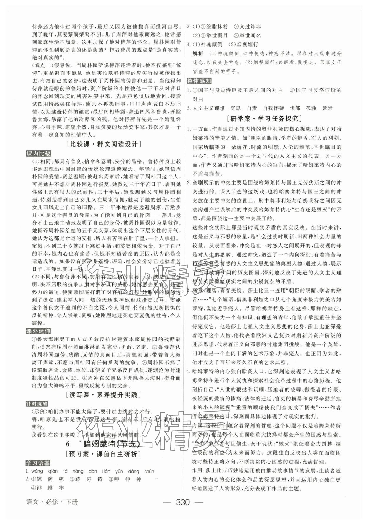 2025年綠色通道語(yǔ)文必修下冊(cè)人教版 參考答案第13頁(yè)