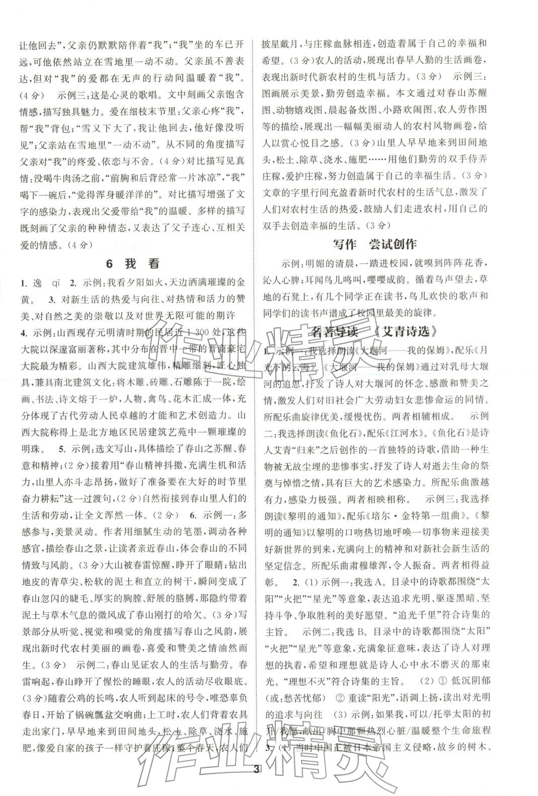 2025年通成学典课时作业本九年级语文上册人教版山西专版 第3页