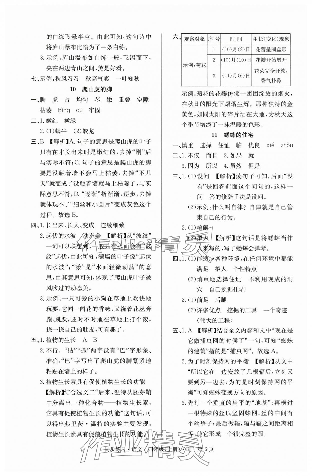 2025年鼎尖同步练习四年级语文上册人教版&nbsp;第6页