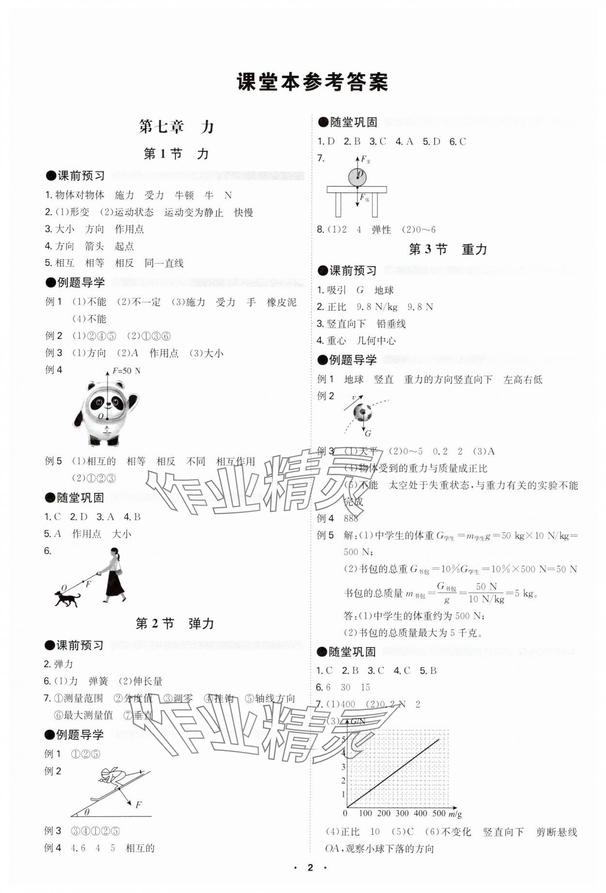 2025年學(xué)霸智慧課堂八年級(jí)物理下冊人教版 參考答案第1頁