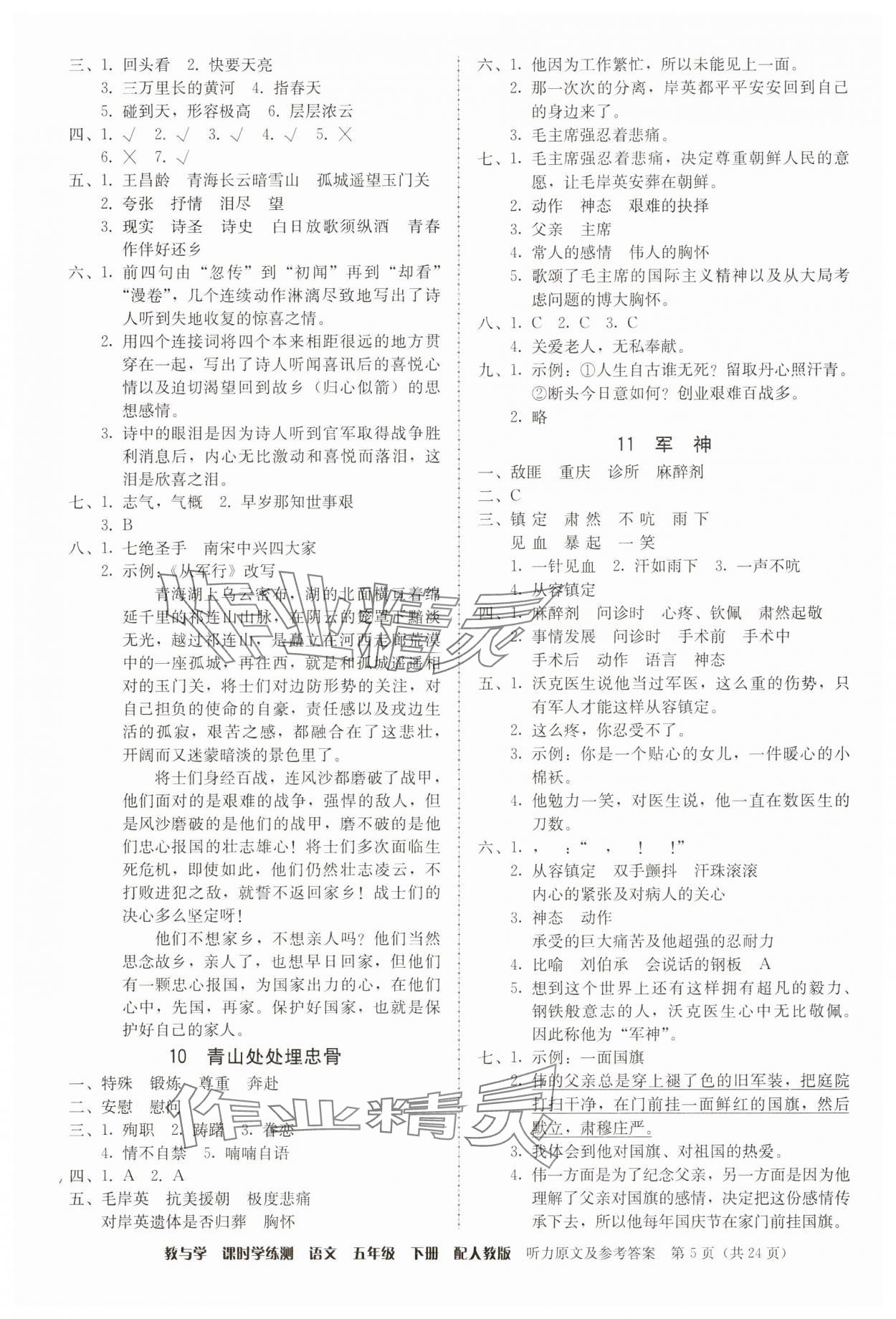 2025年教與學(xué)課時學(xué)練測五年級語文下冊人教版 第5頁