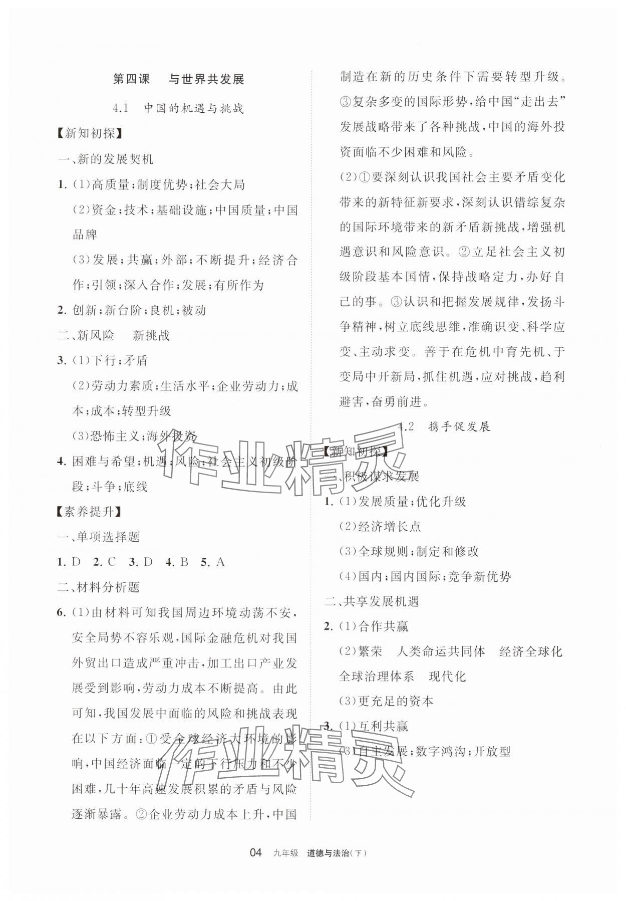 2025年學(xué)習(xí)之友九年級(jí)道德與法治下冊(cè)人教版 參考答案第4頁(yè)