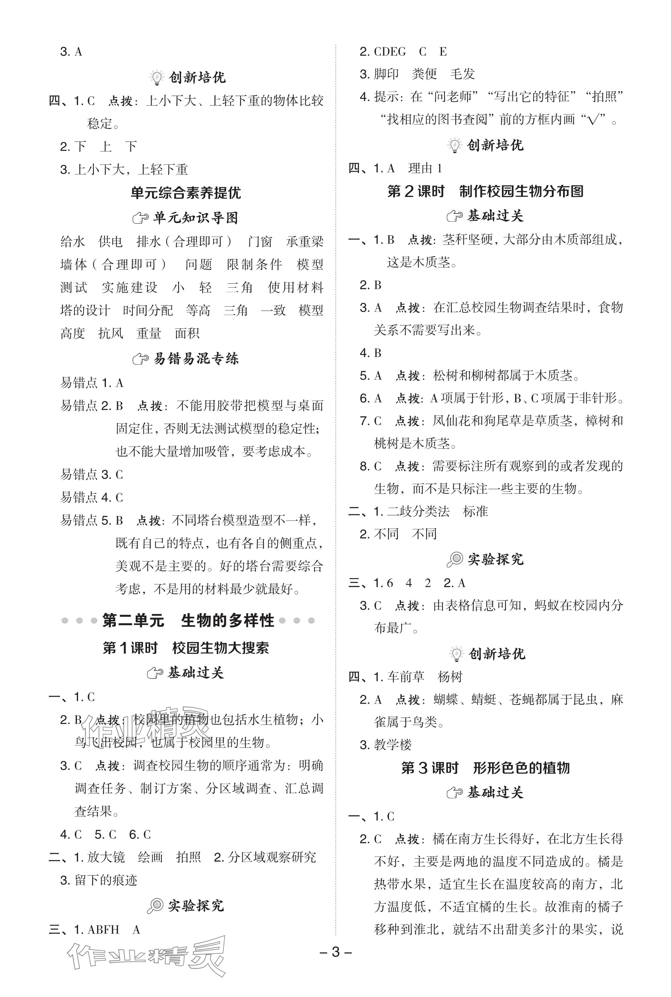 2024年綜合應用創(chuàng)新題典中點六年級科學下冊教科版 參考答案第3頁