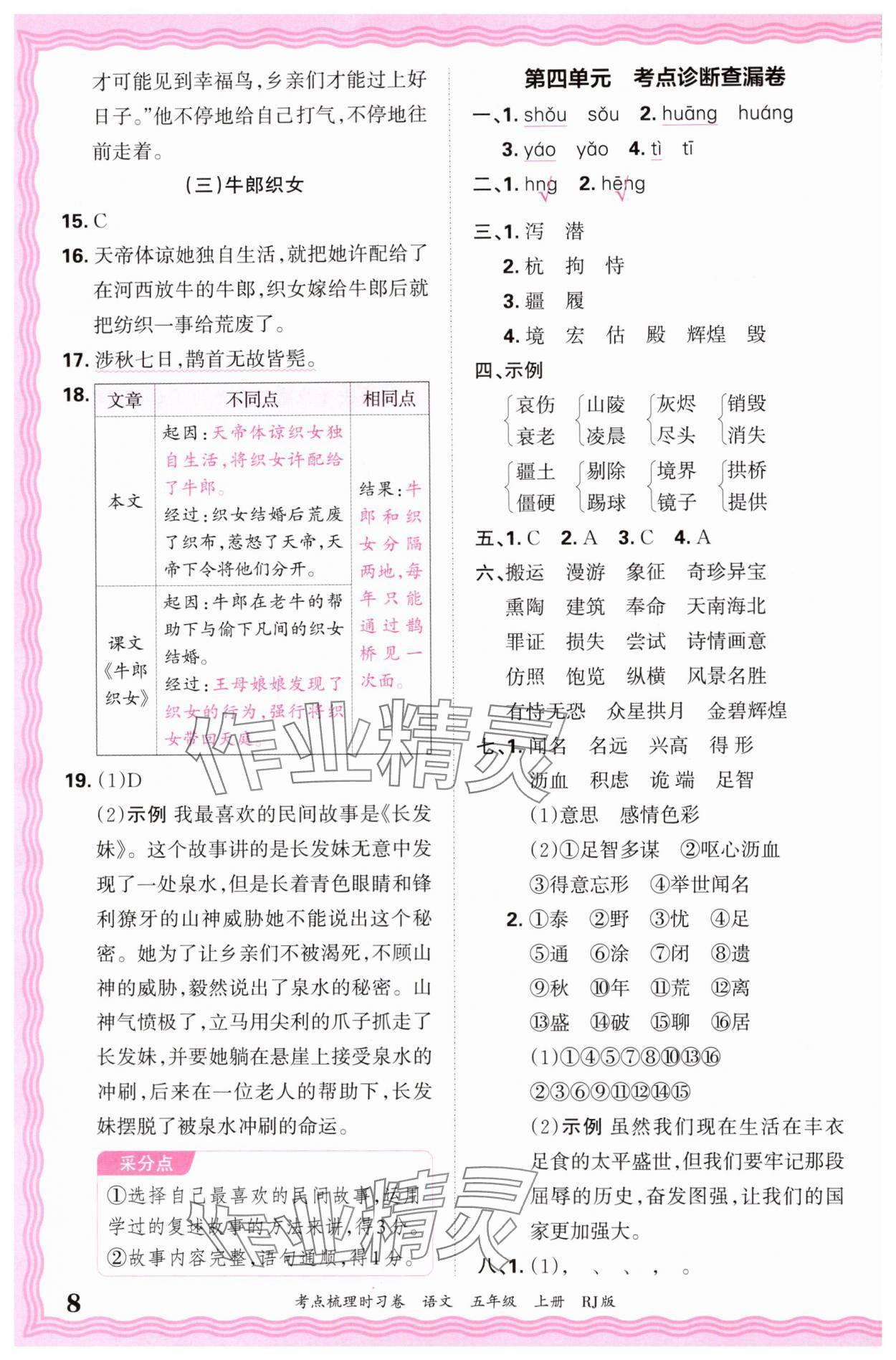 2024年王朝霞考點(diǎn)梳理時(shí)習(xí)卷五年級(jí)語(yǔ)文上冊(cè)人教版 第8頁(yè)