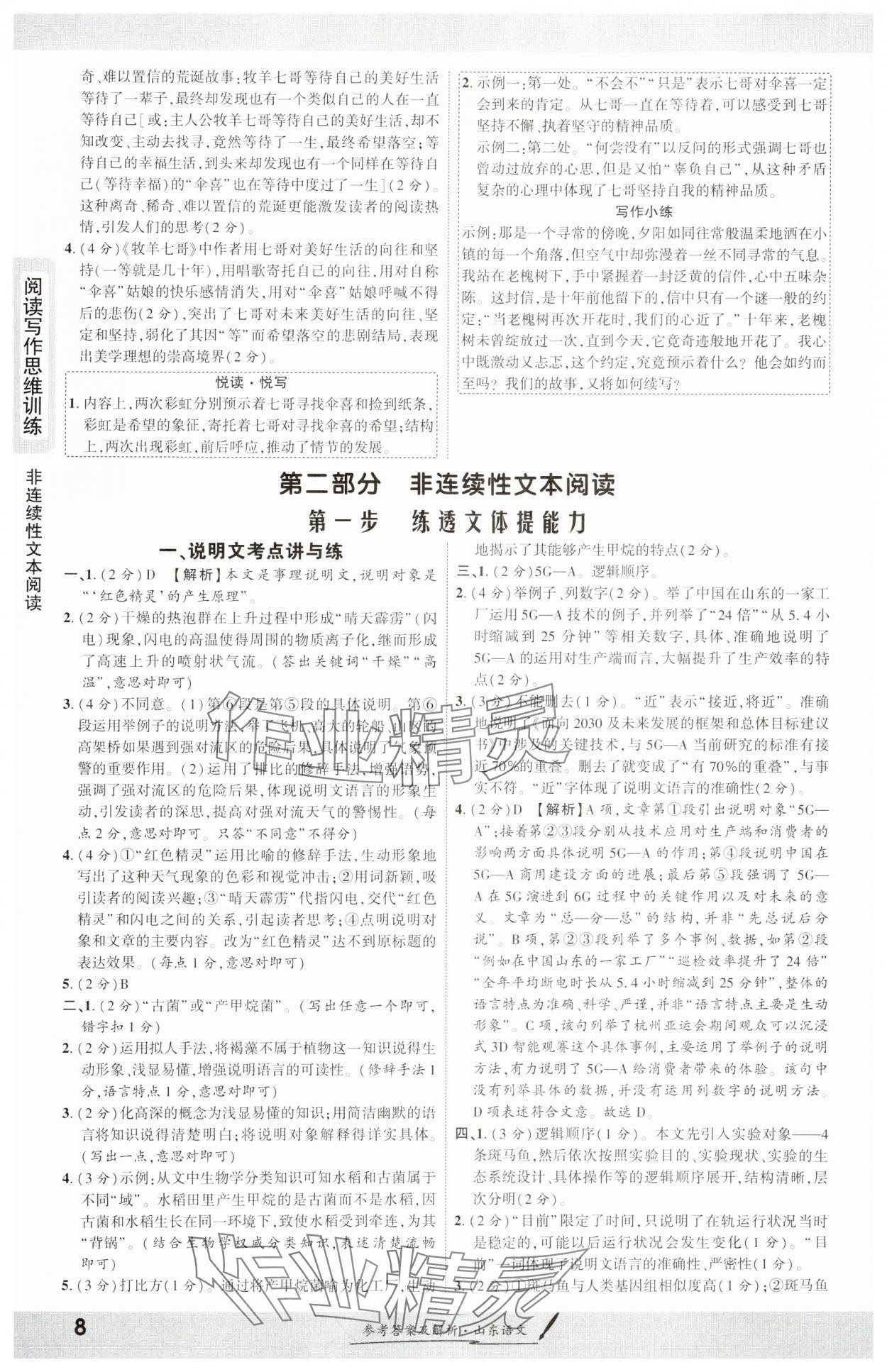 2025年一戰(zhàn)成名考前新方案語文山東專版 參考答案第7頁