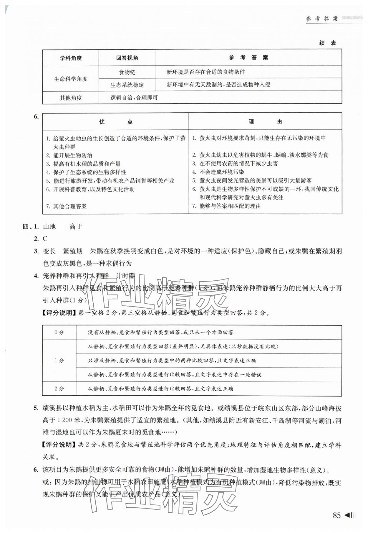 2024年上海新中考試題分類(lèi)匯編地理生命科學(xué) 參考答案第4頁(yè)