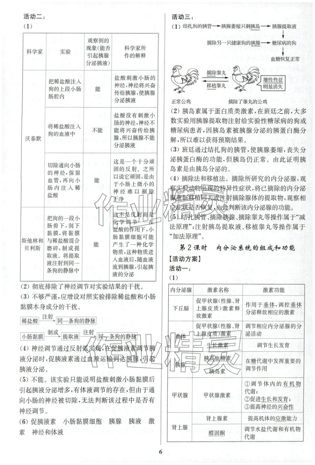 2025年活动单导学课程高中生物选择性必修第一册人教版&nbsp;第6页