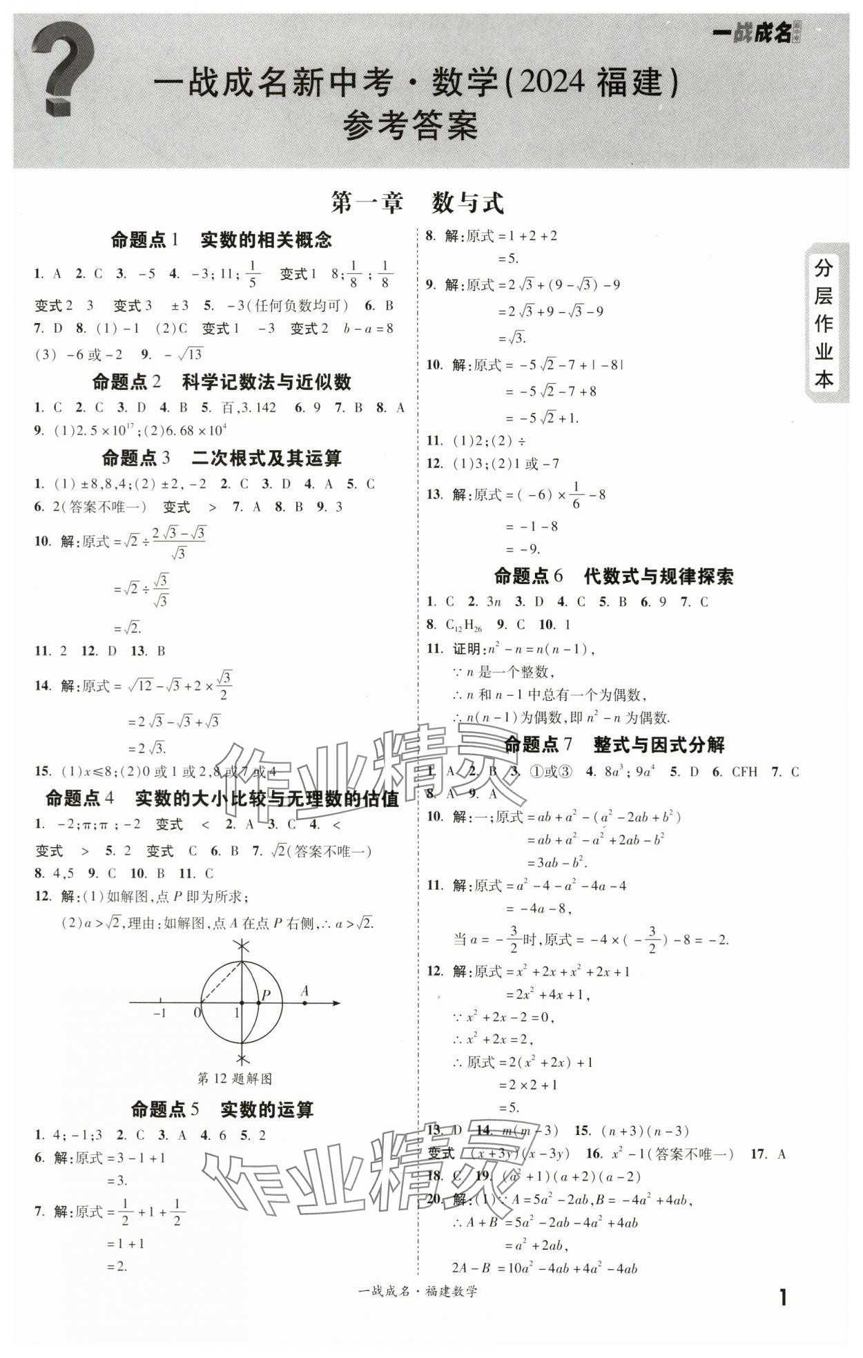 2024年一戰(zhàn)成名考前新方案數(shù)學(xué)福建專版 第1頁