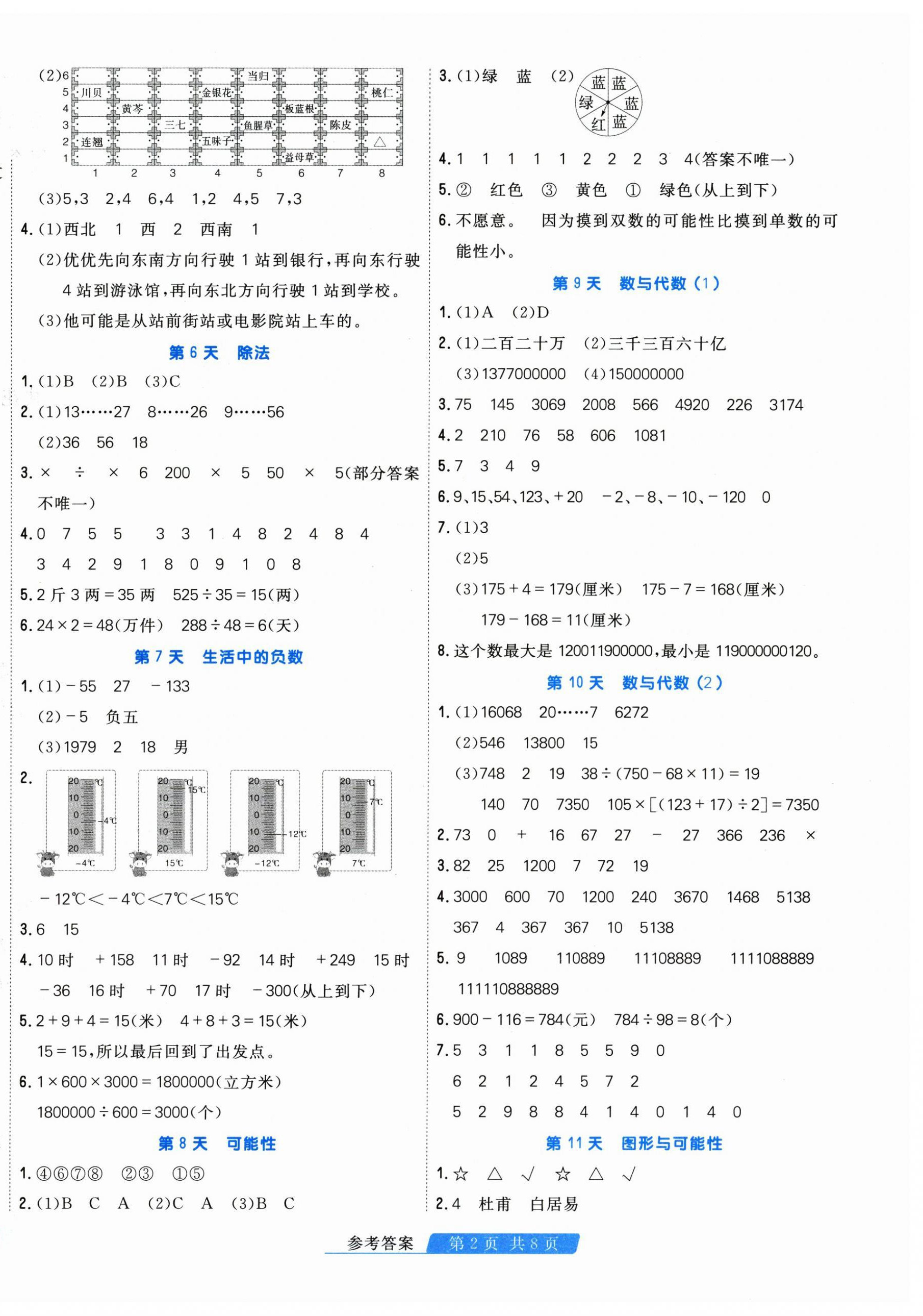2026年快樂假期天津人民出版社四年級數(shù)學北師大版&nbsp;第2頁