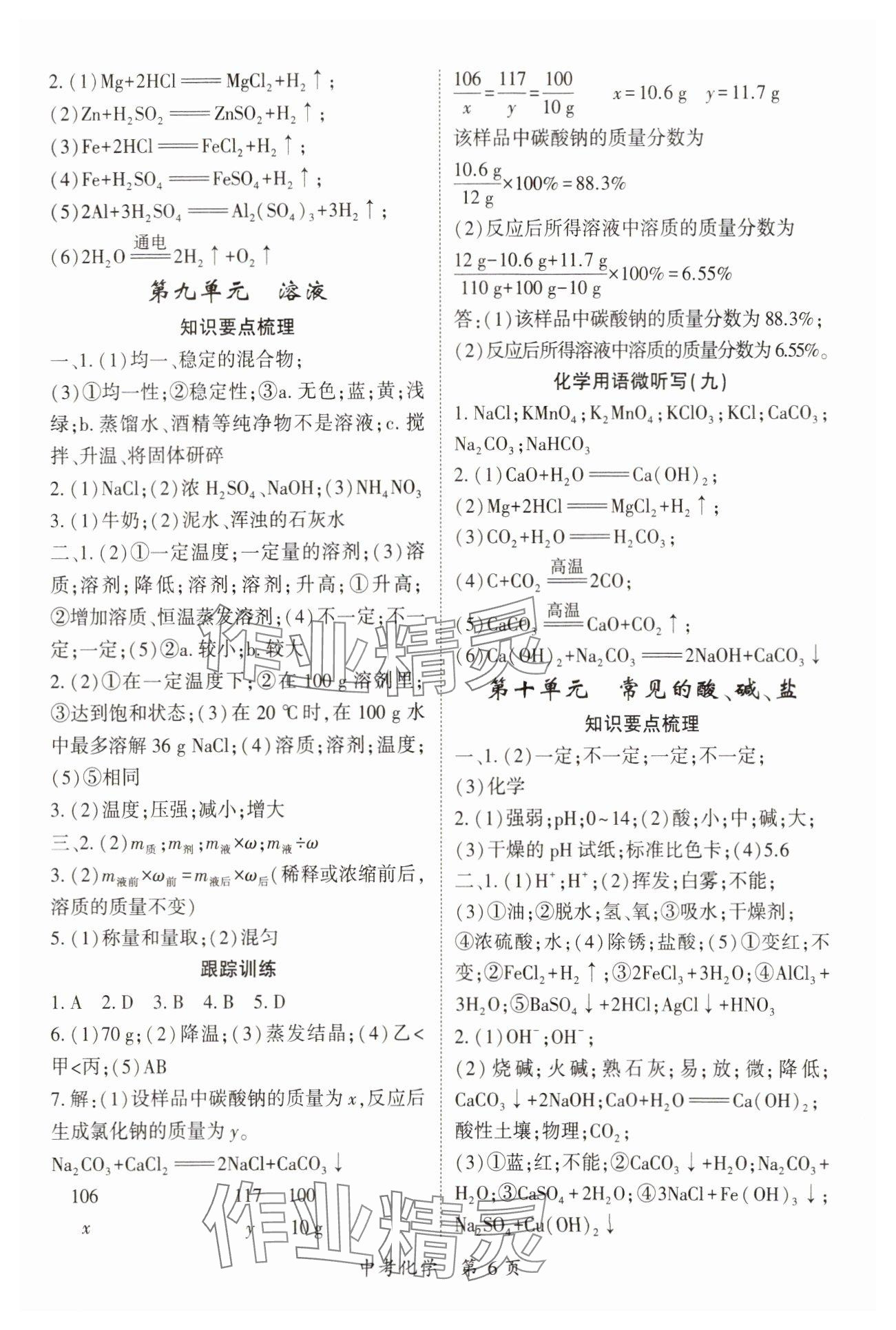 2025年啟航中考風(fēng)向標(biāo)化學(xué) 參考答案第6頁(yè)