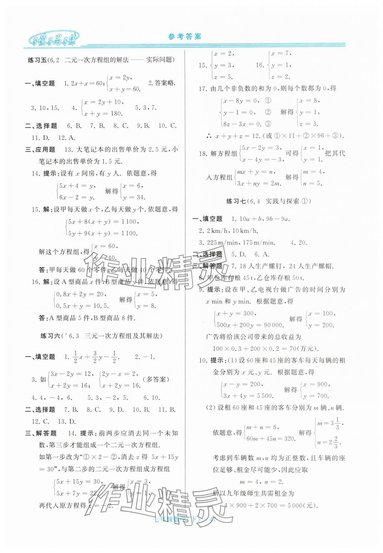 2025年新課程學習指導七年級數學下冊華師大版 第7頁