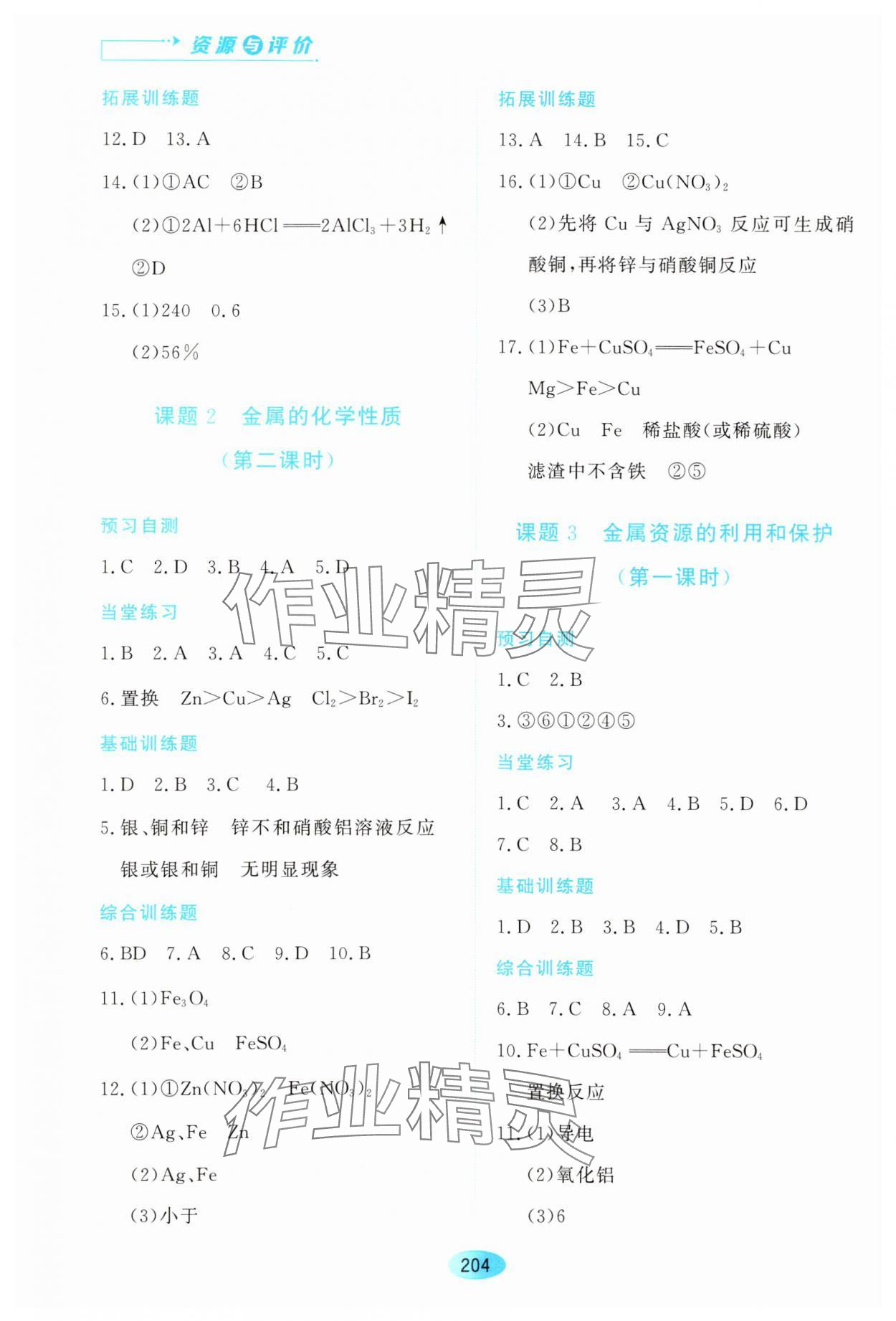 2023年資源與評價黑龍江教育出版社九年級化學上冊人教版 第2頁