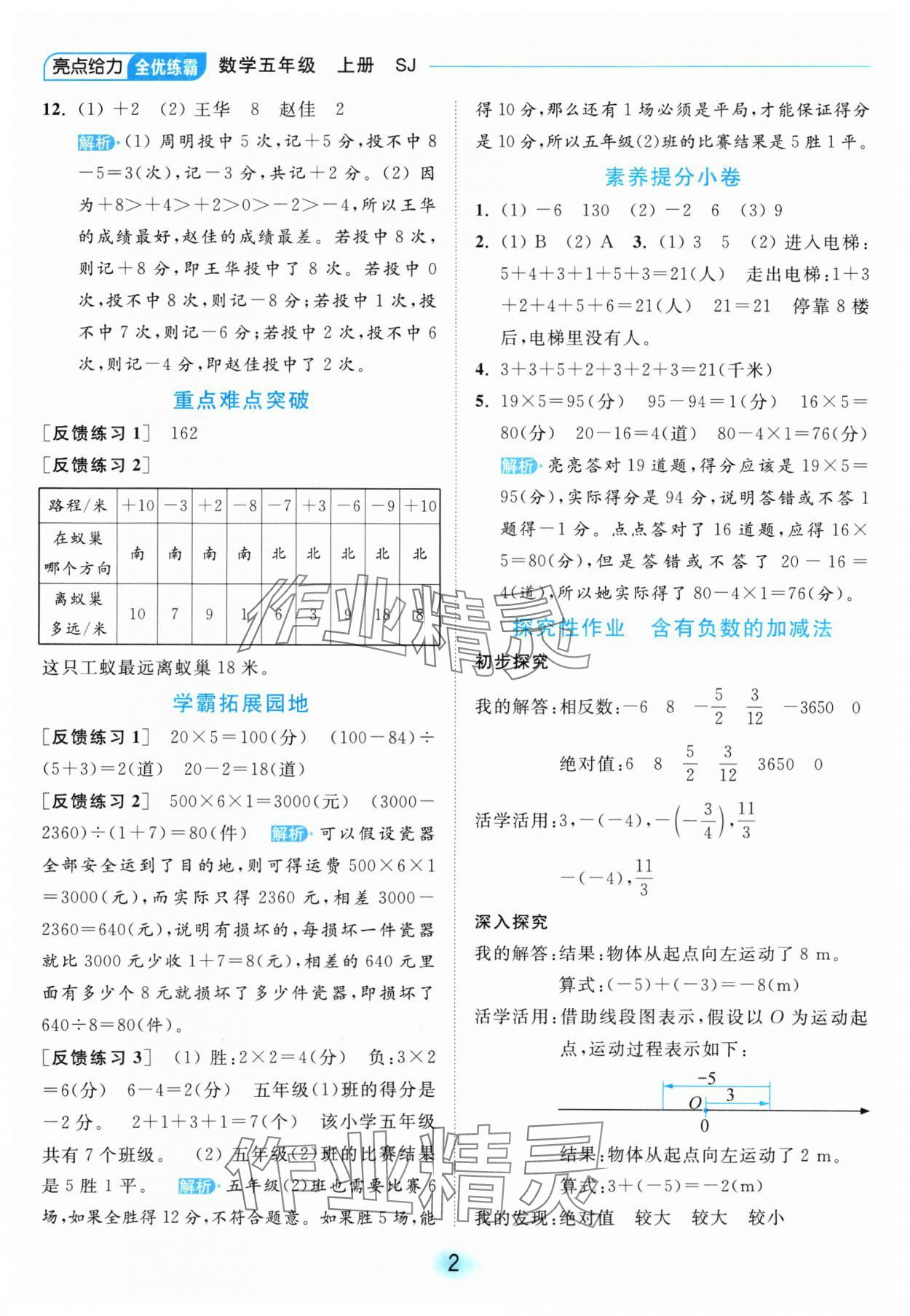 2024年亮點給力全優(yōu)練霸五年級數(shù)學上冊蘇教版 參考答案第2頁