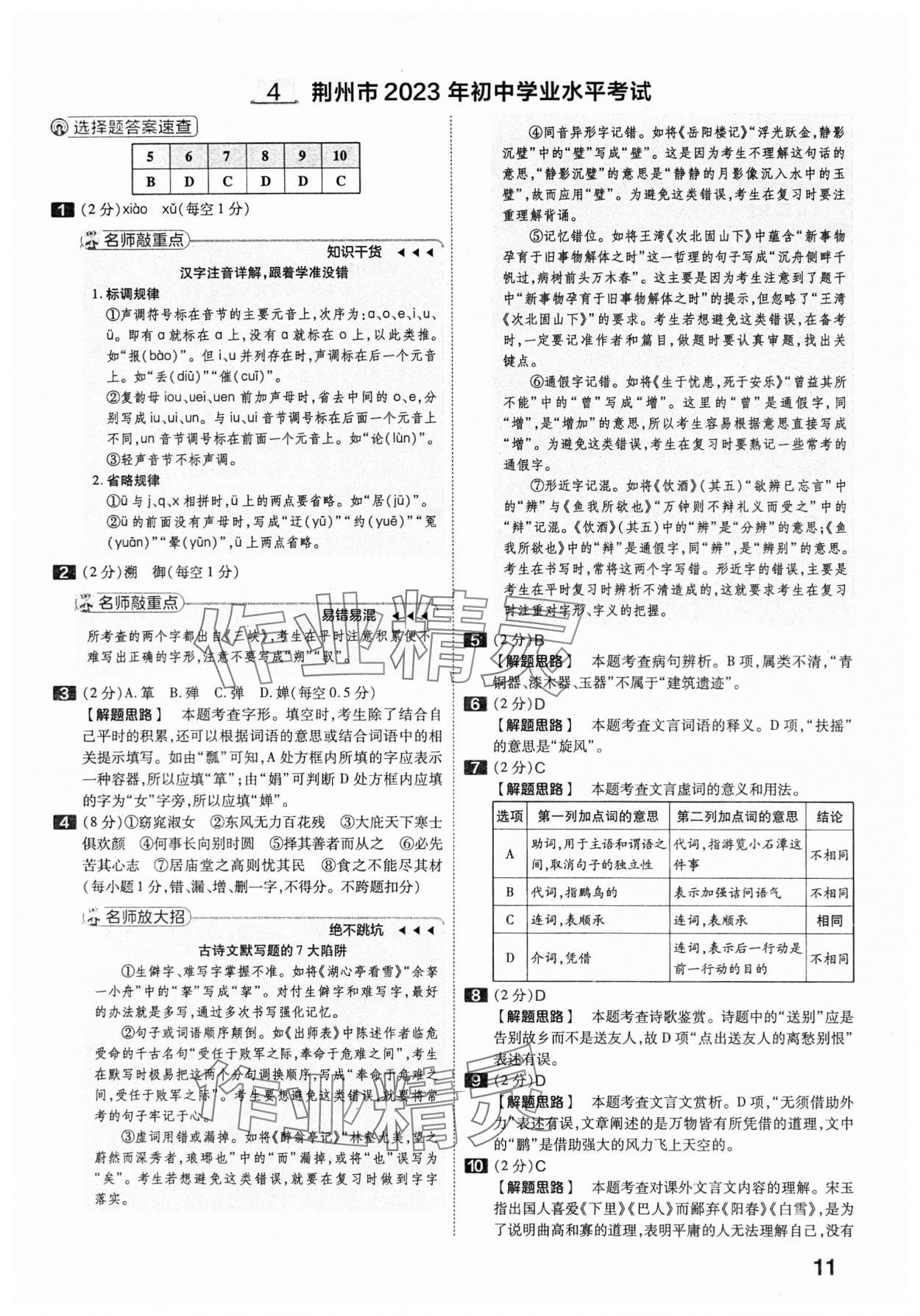 2024年金考卷45套匯編語(yǔ)文湖北專版 第11頁(yè)