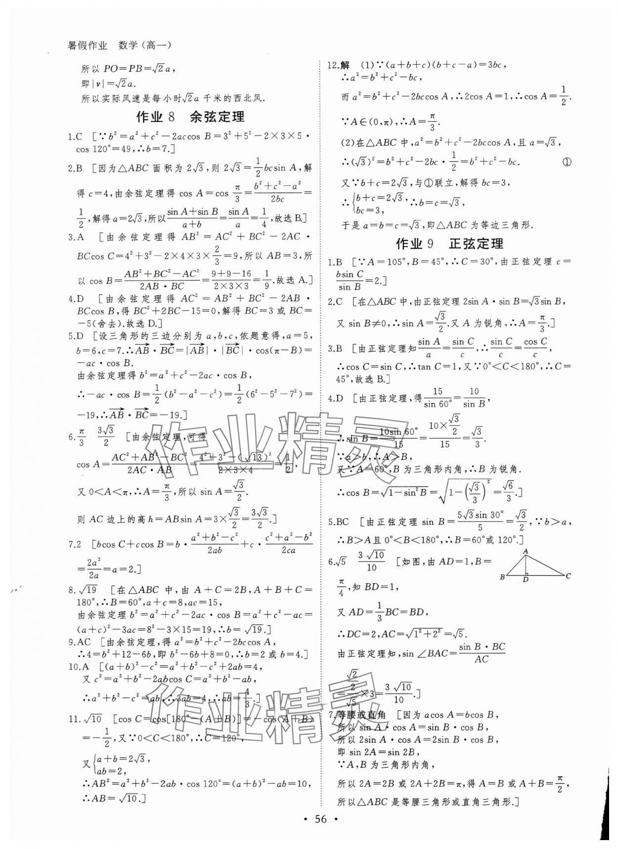 2024年暑假作业黑龙江教育出版社高一数学 第6页