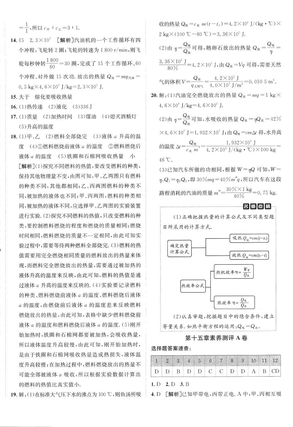 2024年海淀單元測試AB卷九年級物理全一冊人教版 參考答案第4頁