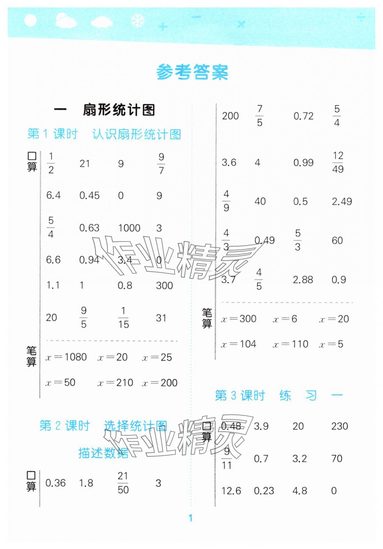 2025年口算大通關六年級數學下冊蘇教版 第1頁