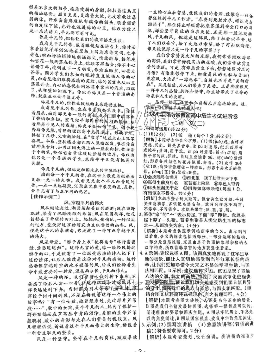 2024年理想進(jìn)階卷語(yǔ)文河南專版&nbsp;第3頁(yè)