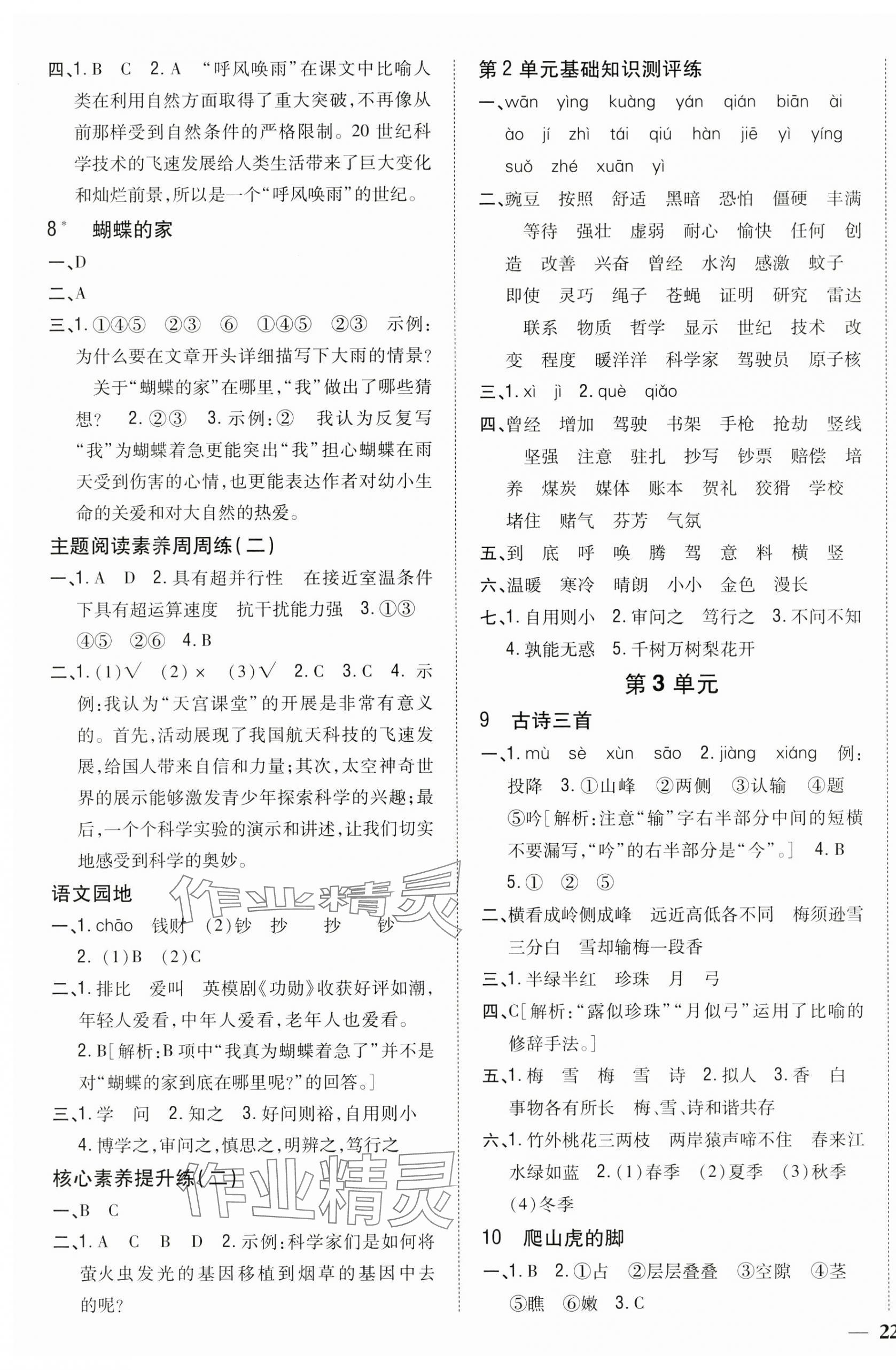 2025年全科王同步课时练习四年级语文上册人教版 参考答案第3页