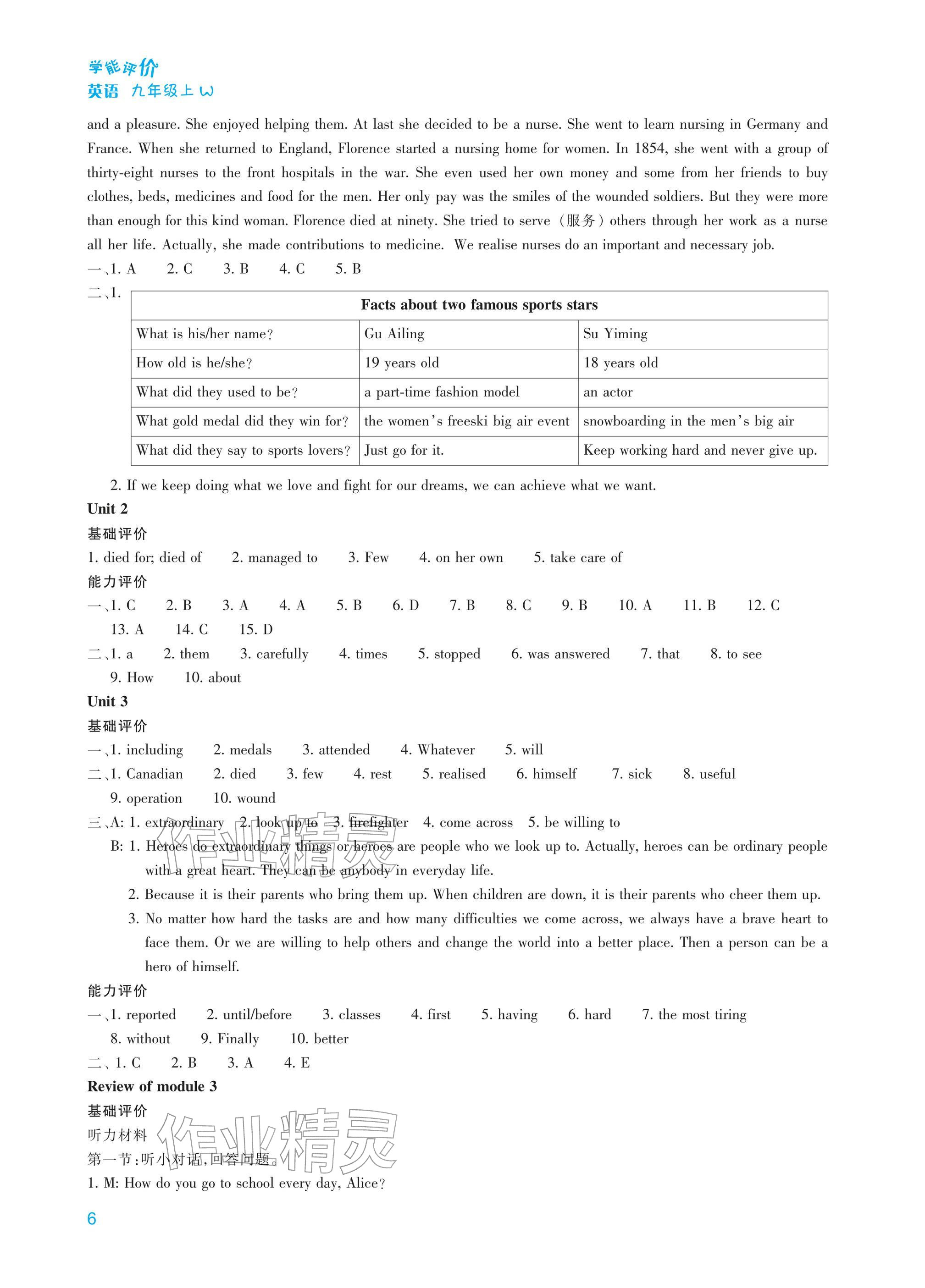 2025年學(xué)能評價九年級英語上冊外研版&nbsp;參考答案第6頁