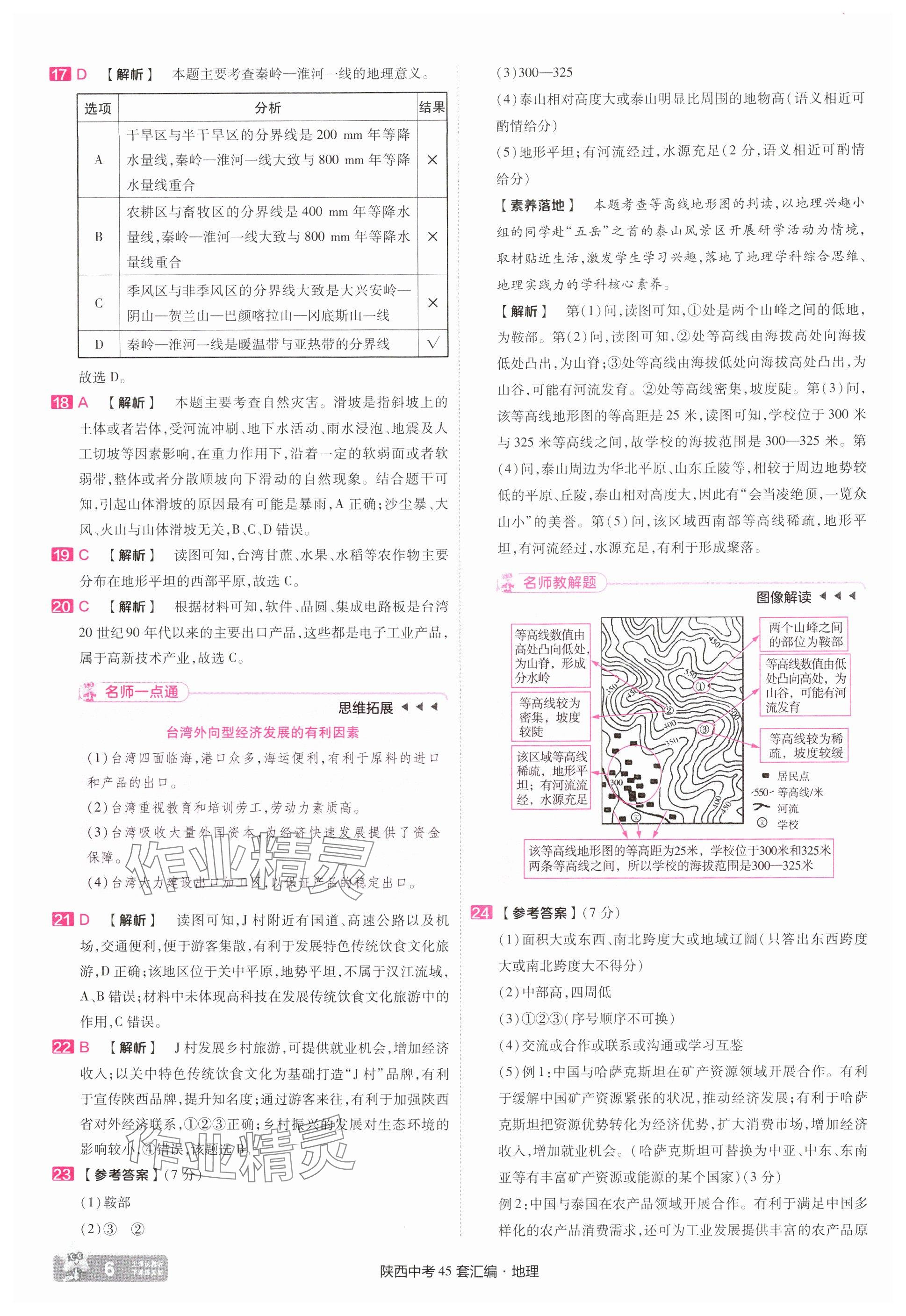 2025年金考卷45套匯編地理中考人教版陜西專版 參考答案第6頁