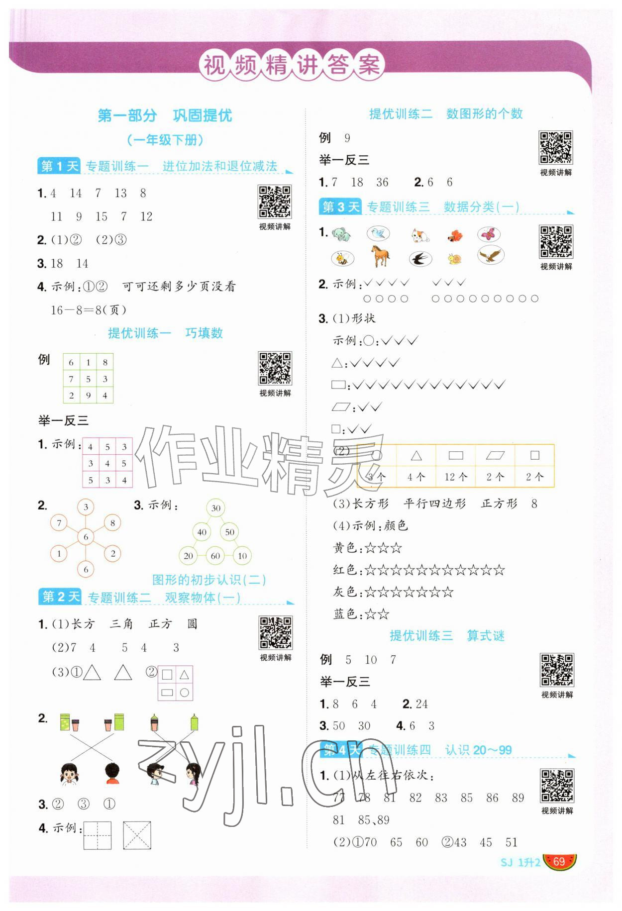 2026年阳光同学暑假衔接一升二年级数学苏教版&nbsp;第1页
