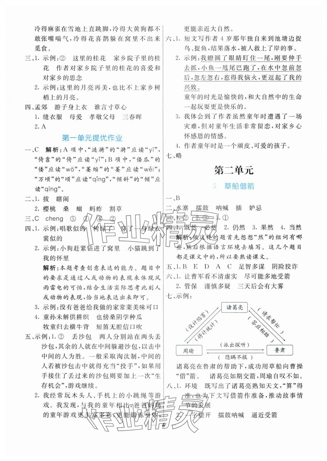 2024年亮點(diǎn)激活提優(yōu)天天練五年級(jí)語文下冊(cè)人教版 參考答案第4頁