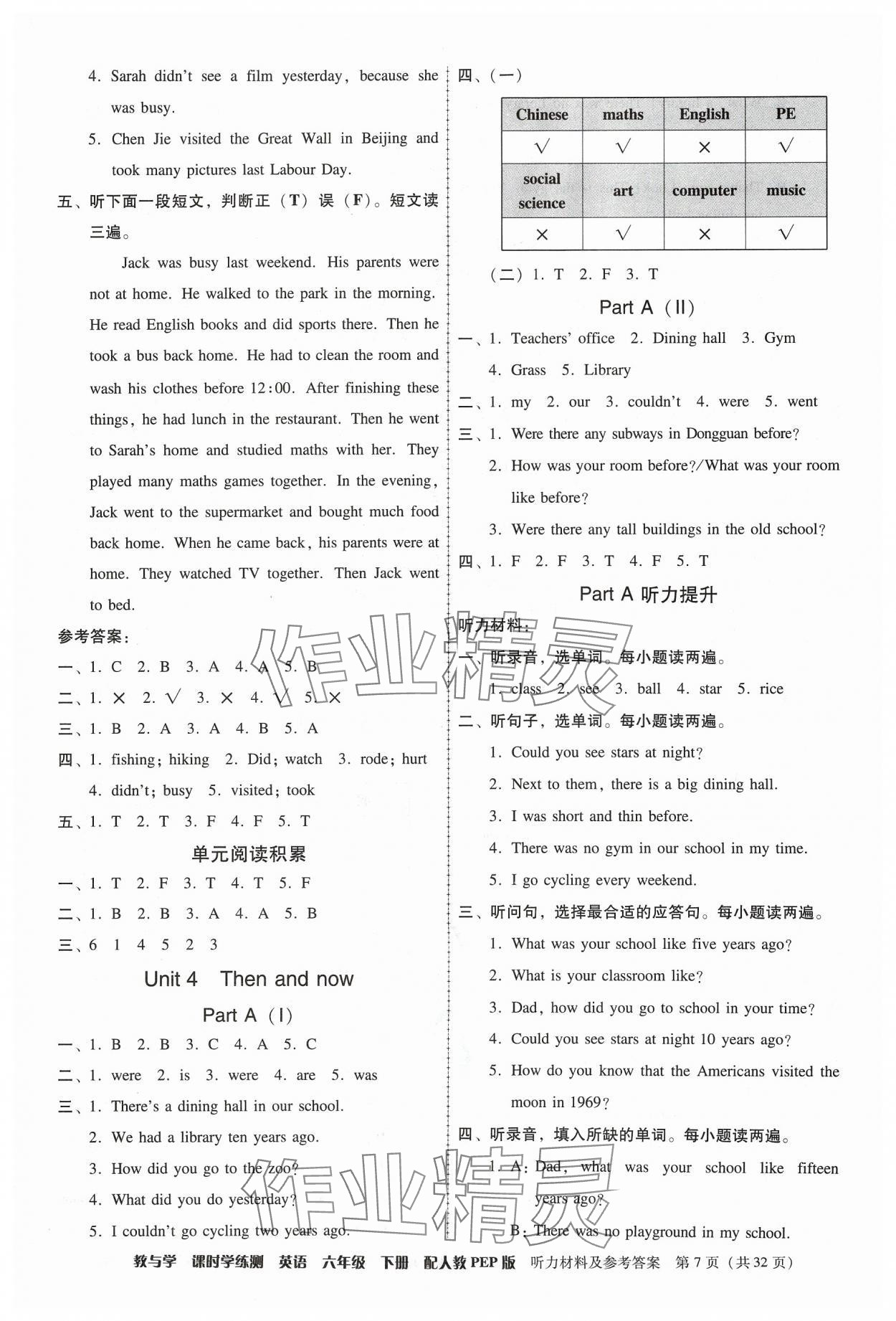 2024年教與學課時學練測六年級英語下冊人教版 第7頁