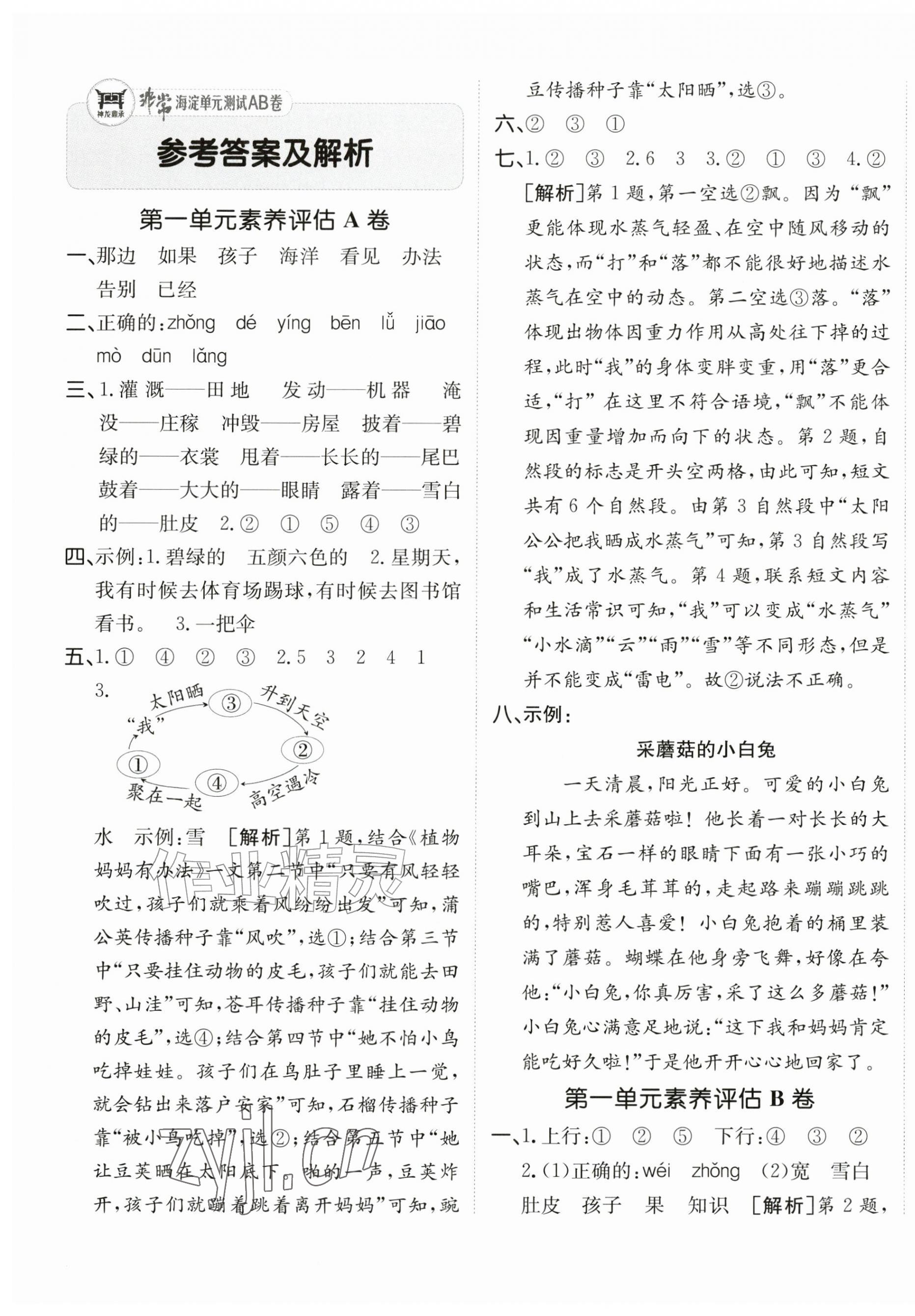 2026年海淀单元测试AB卷二年级语文上册人教版54制&nbsp;第1页