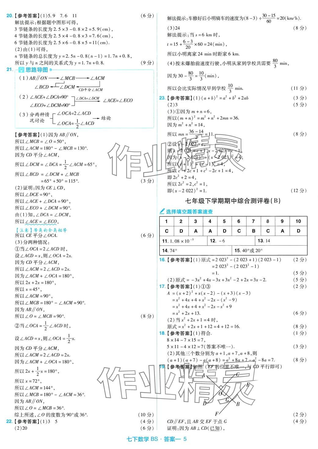 2024年金考卷活页题选七年级数学下册北师大版 第5页