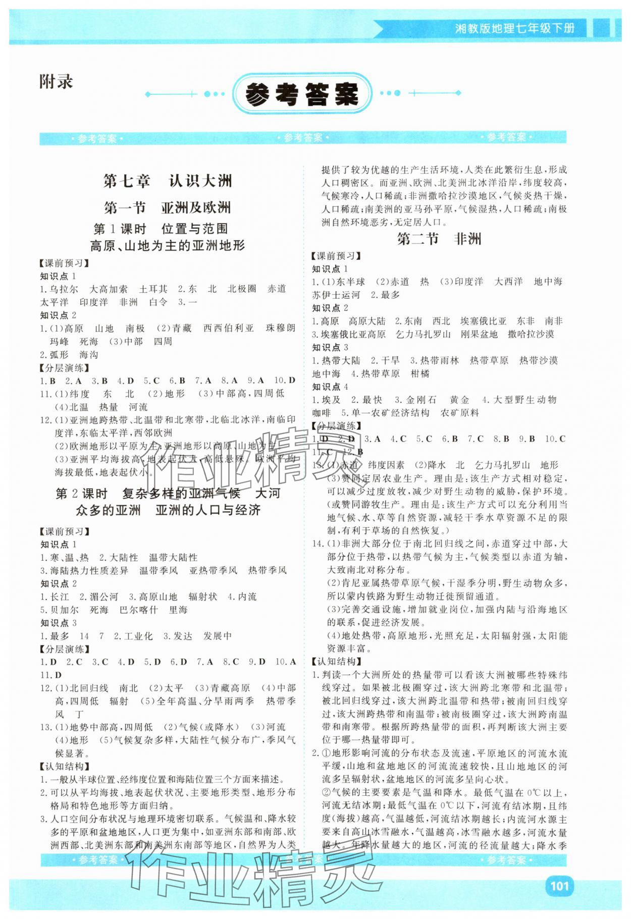 2025年同步实践评价课程基础训练湖南少年儿童出版社七年级地理下册湘教版 第1页