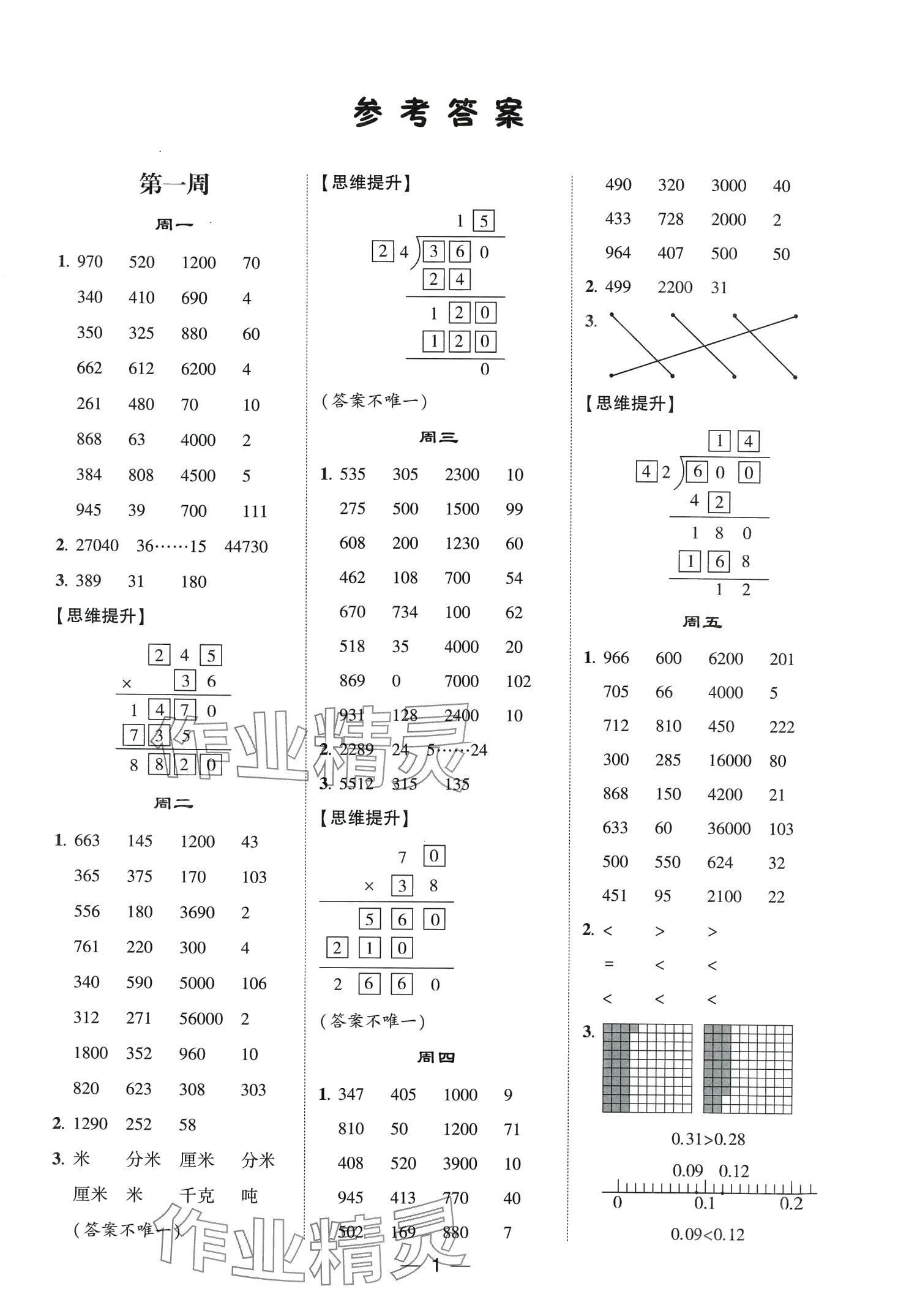 2024年經(jīng)綸學(xué)典計(jì)算達(dá)人四年級(jí)數(shù)學(xué)下冊(cè)北師大版 第1頁(yè)