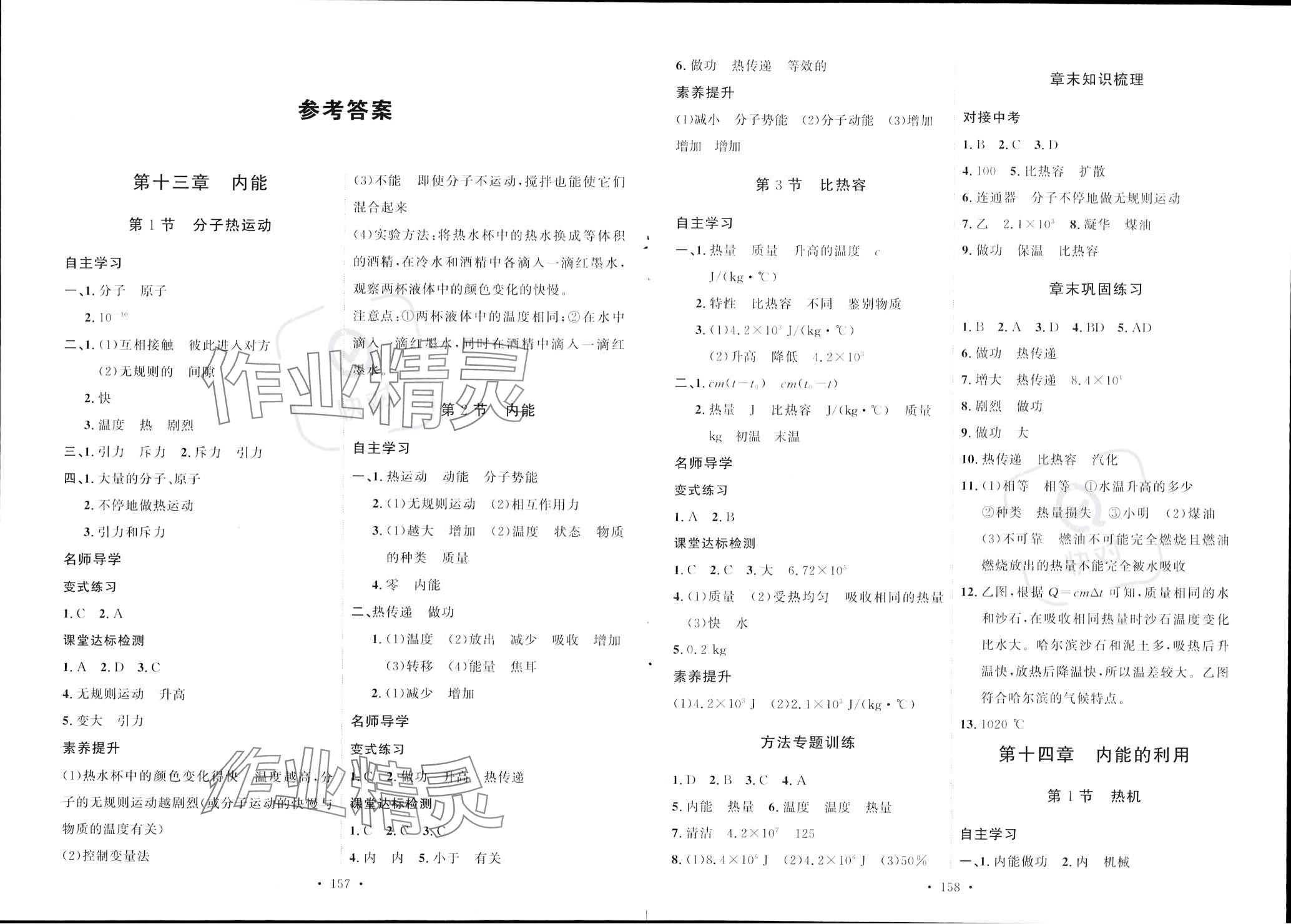 2023年实验教材新学案九年级物理全一册人教版 参考答案第1页