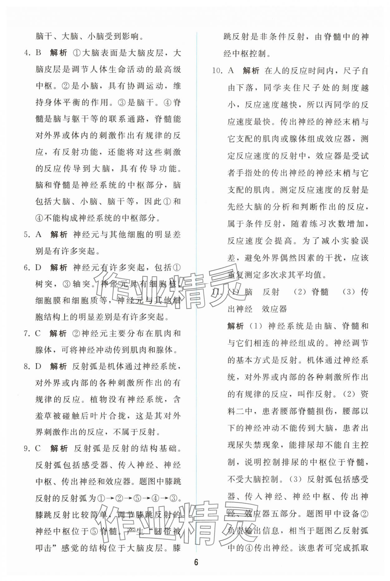 2025年同步轻松练习八年级生物上册人教版精编版 参考答案第5页