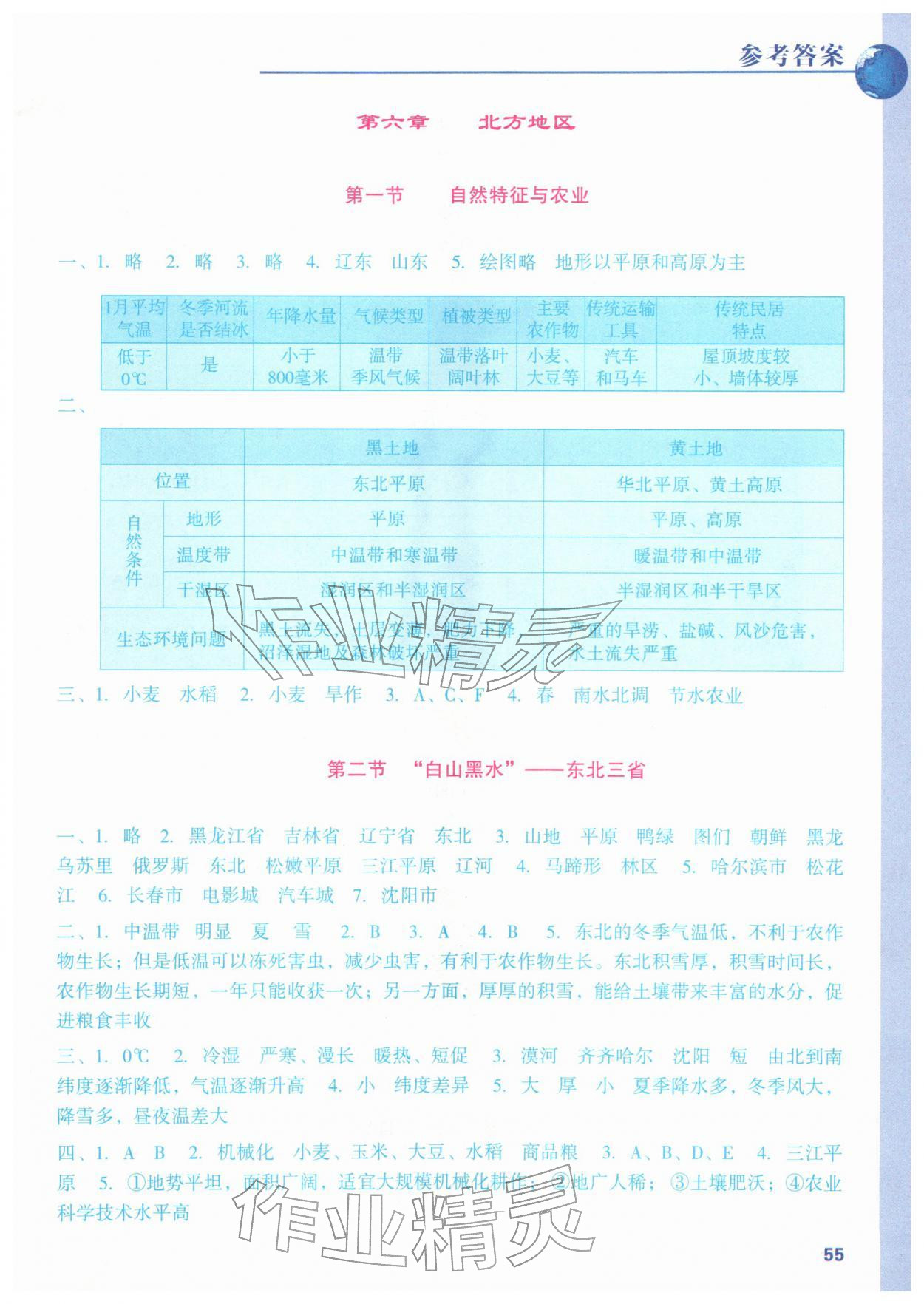 2026年填充图册阳光出版社八年级地理下册人教版&nbsp;参考答案第2页