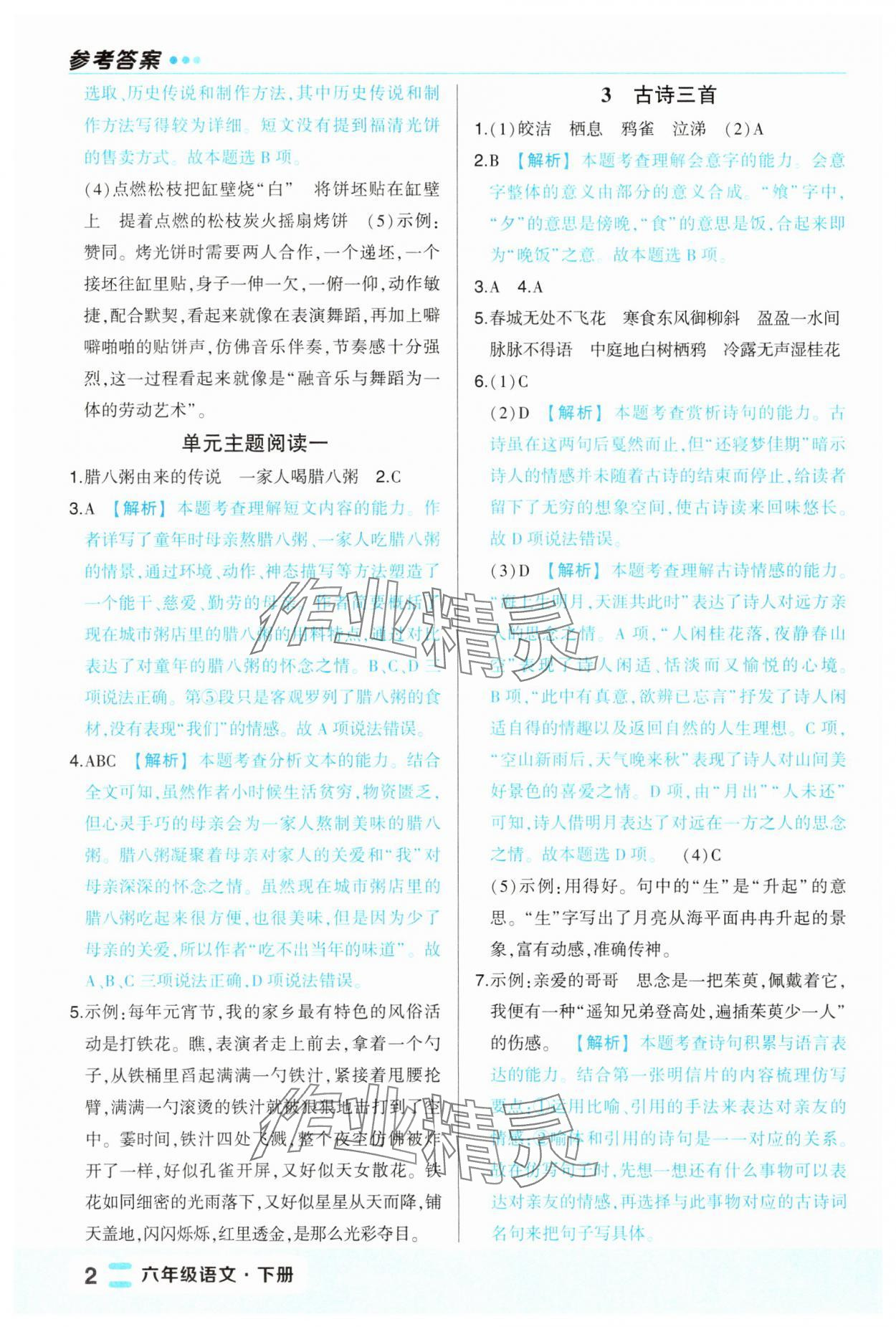 2025年黄冈状元成才路状元作业本六年级语文下册人教版福建专版 第2页