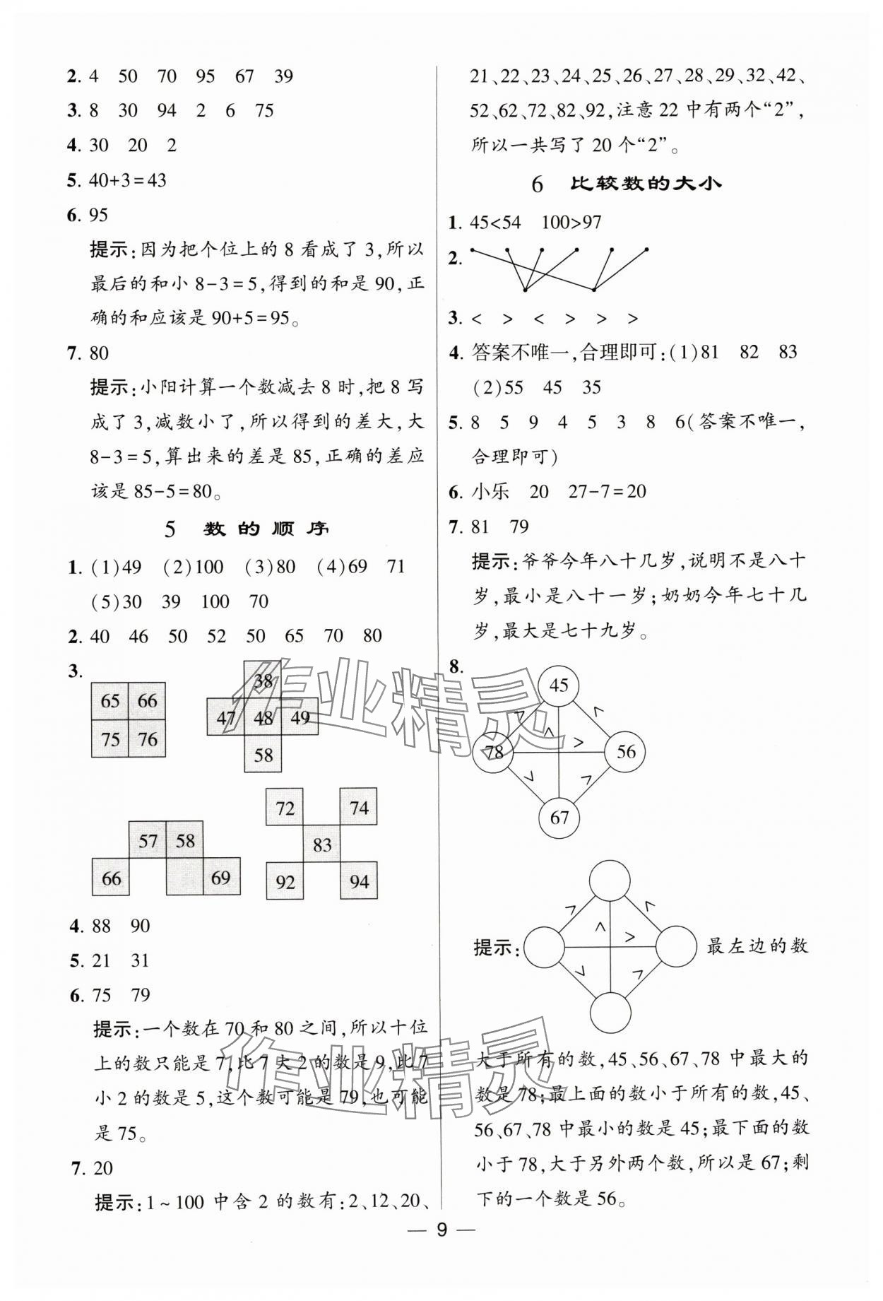 2024年經(jīng)綸學(xué)典提高班一年級數(shù)學(xué)下冊蘇教版 參考答案第9頁