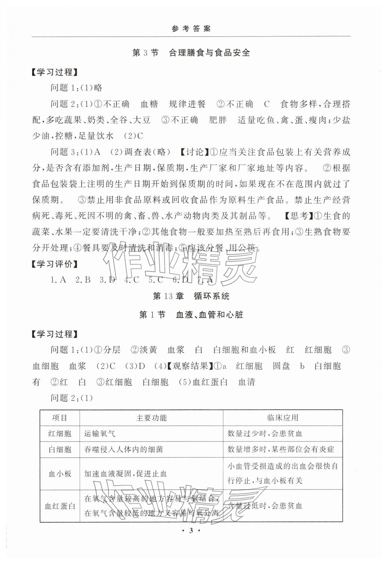 2025年初中學(xué)練案八年級生物上冊蘇教版&nbsp;參考答案第3頁