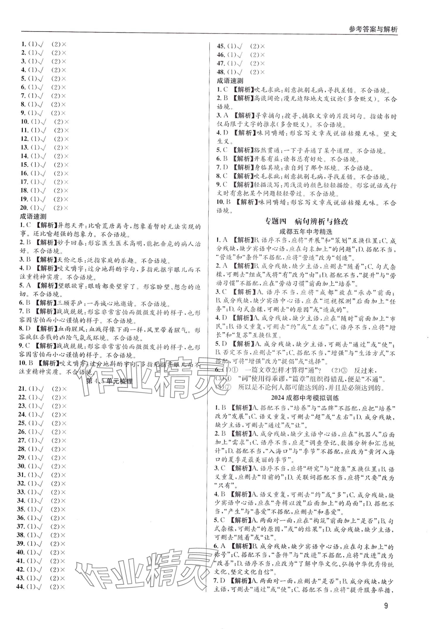 2024年蜀中实至中考总复习语文中考成都专版&nbsp;第9页