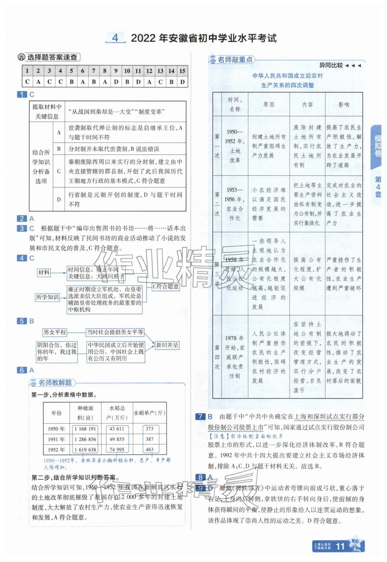 2026年金考卷45套汇编历史人教版安徽专版&nbsp;参考答案第10页