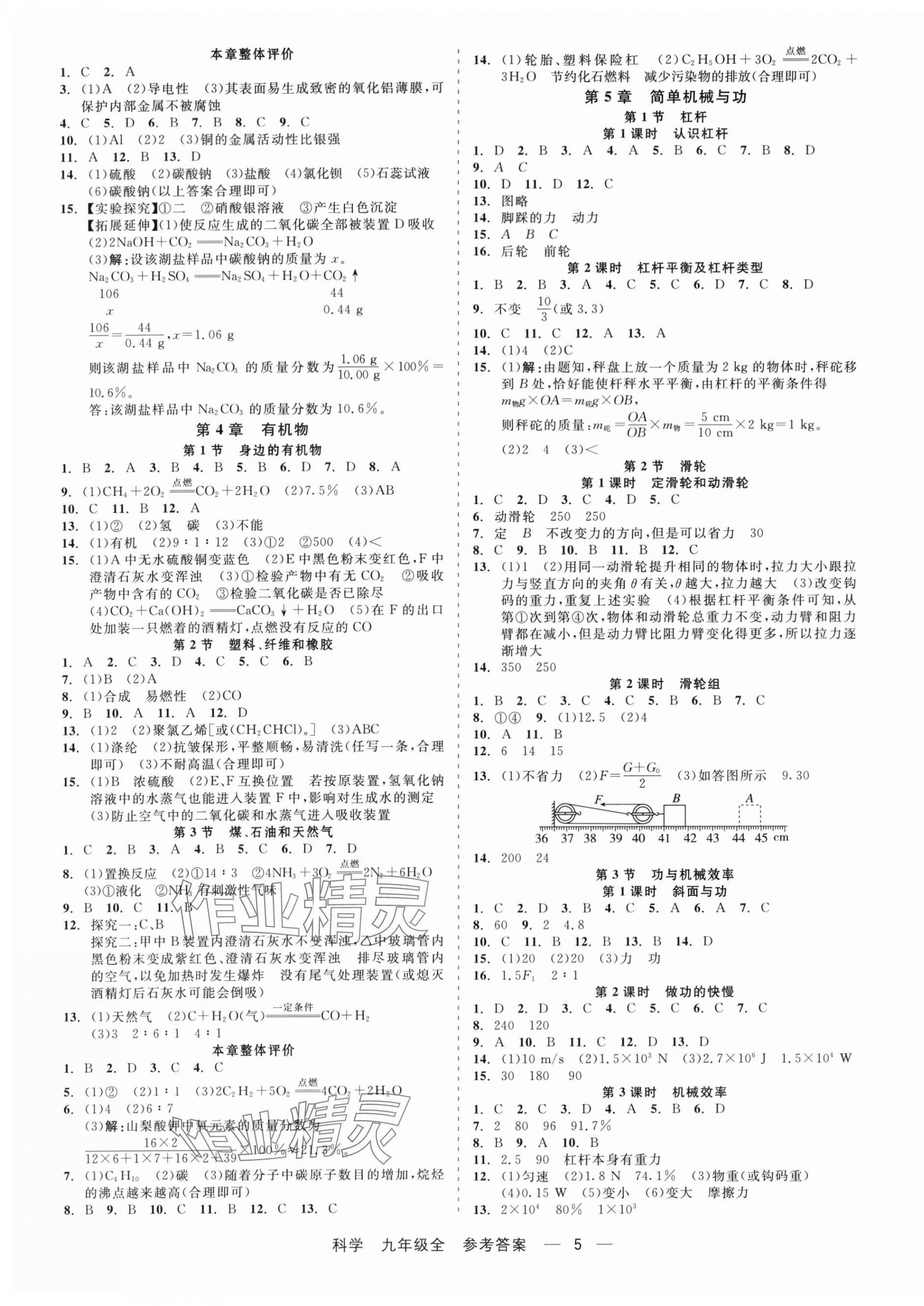 2025年精彩練習(xí)就練這一本九年級科學(xué)全一冊華師大版&nbsp;第5頁