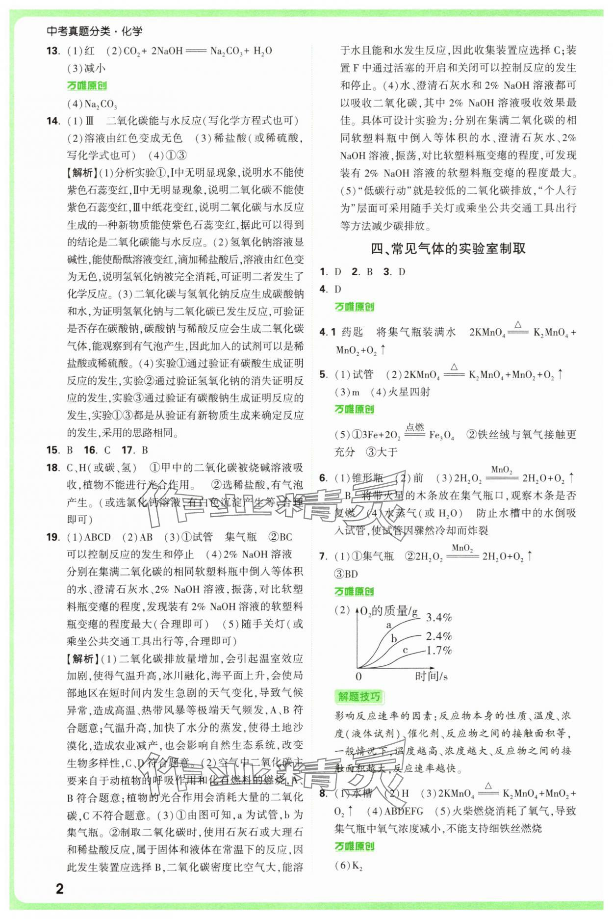 2025年萬唯中考真題分類中考化學(xué) 參考答案第2頁
