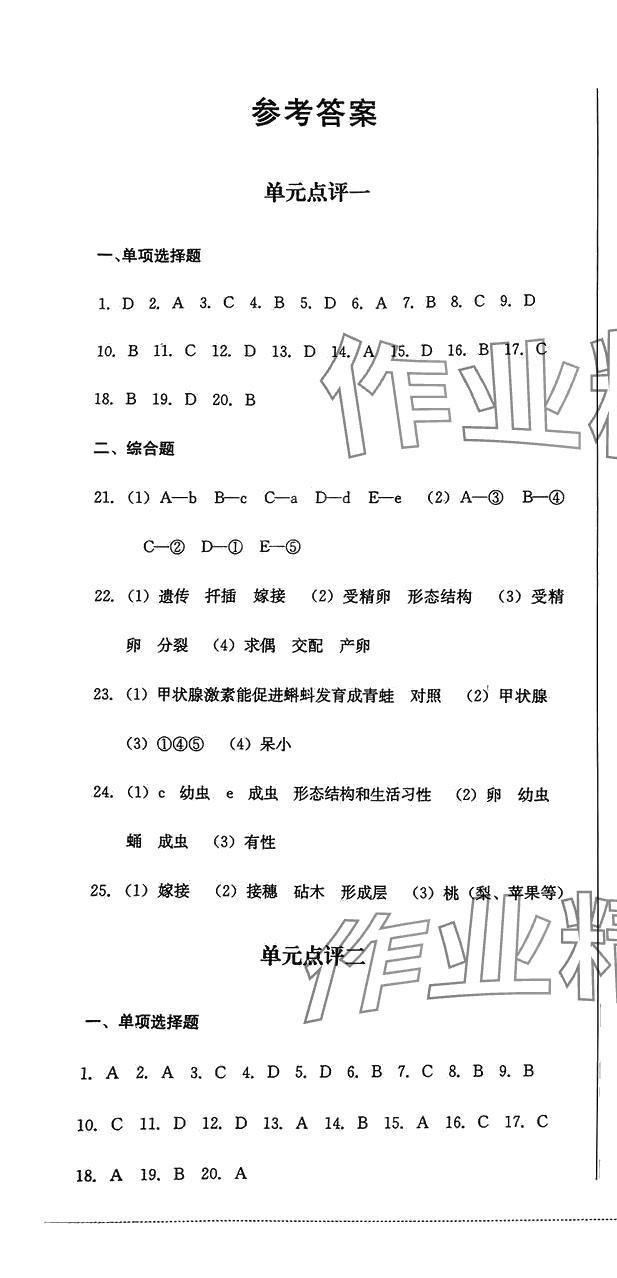 2024年學(xué)情點(diǎn)評四川教育出版社八年級生物下冊人教版 第1頁