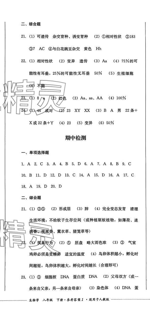 2024年學(xué)情點(diǎn)評(píng)四川教育出版社八年級(jí)生物下冊(cè)人教版 第2頁(yè)