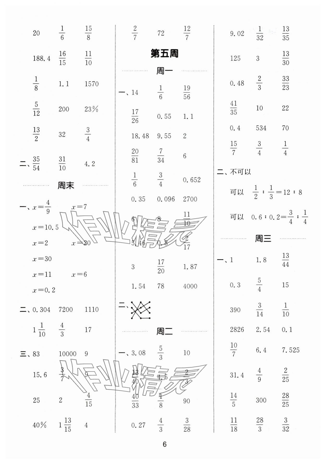 2025年通城學(xué)典計(jì)算能手六年級(jí)數(shù)學(xué)下冊(cè)人教版 第6頁(yè)