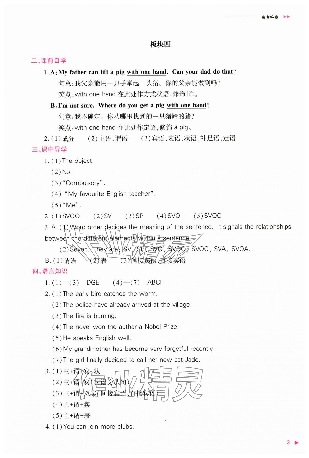 2024年普通高中新課程同步練習(xí)冊(cè)高中英語(yǔ)必修第一冊(cè)外研版 參考答案第3頁(yè)