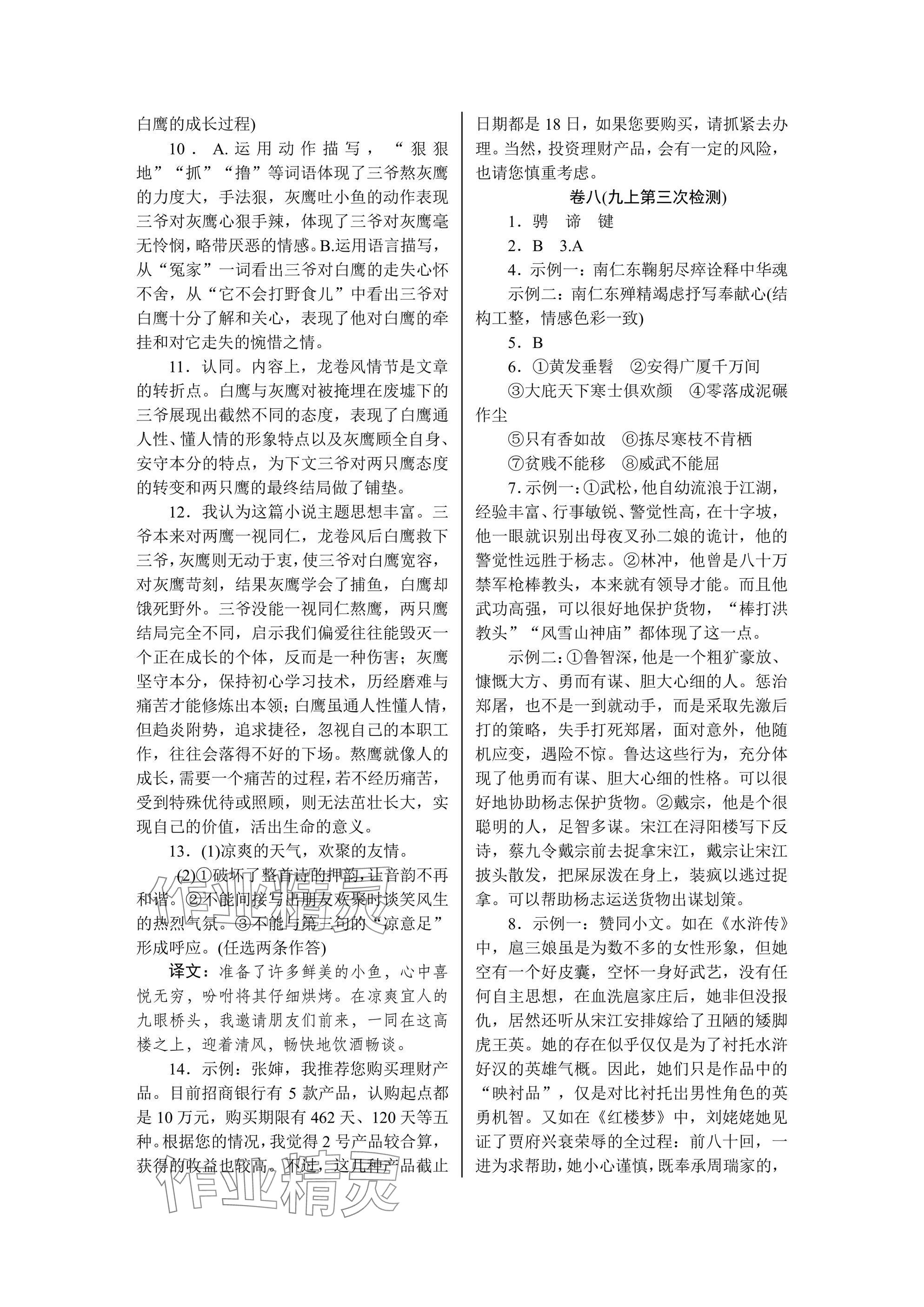 2025年高分計(jì)劃周周練九年級 參考答案第8頁